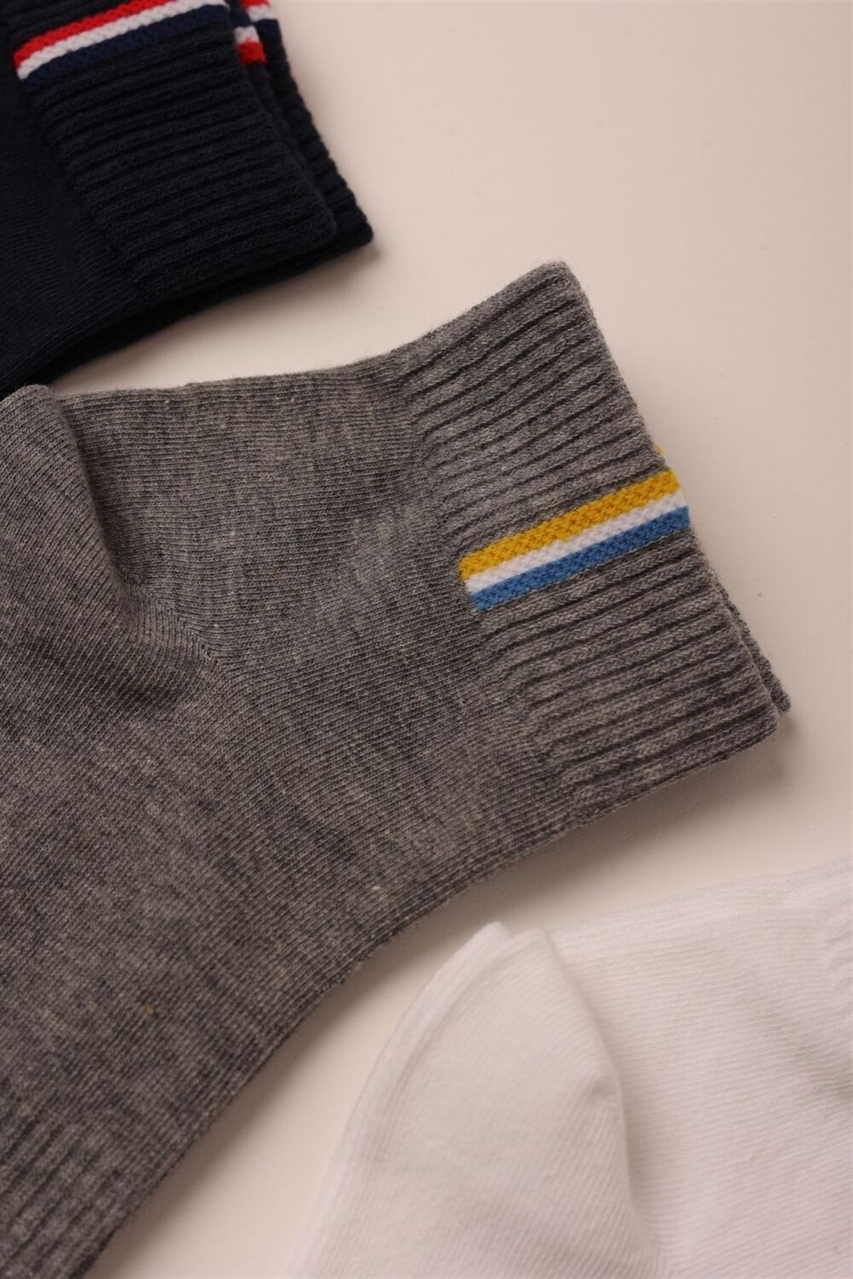 3PCK COTTON MEN STEP SOCKS-Beyaz/Lacivert/GREY
