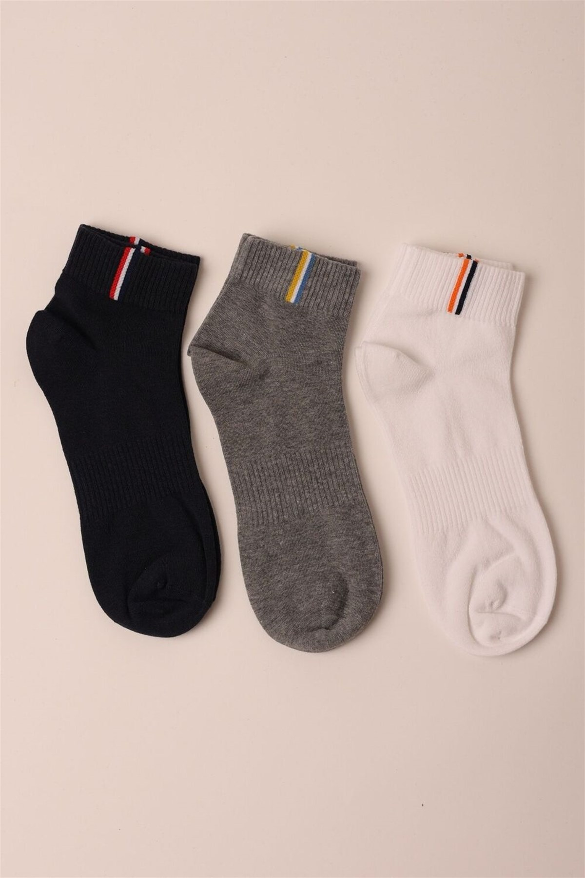 3PCK COTTON MEN STEP SOCKS-Beyaz/Lacivert/GREY