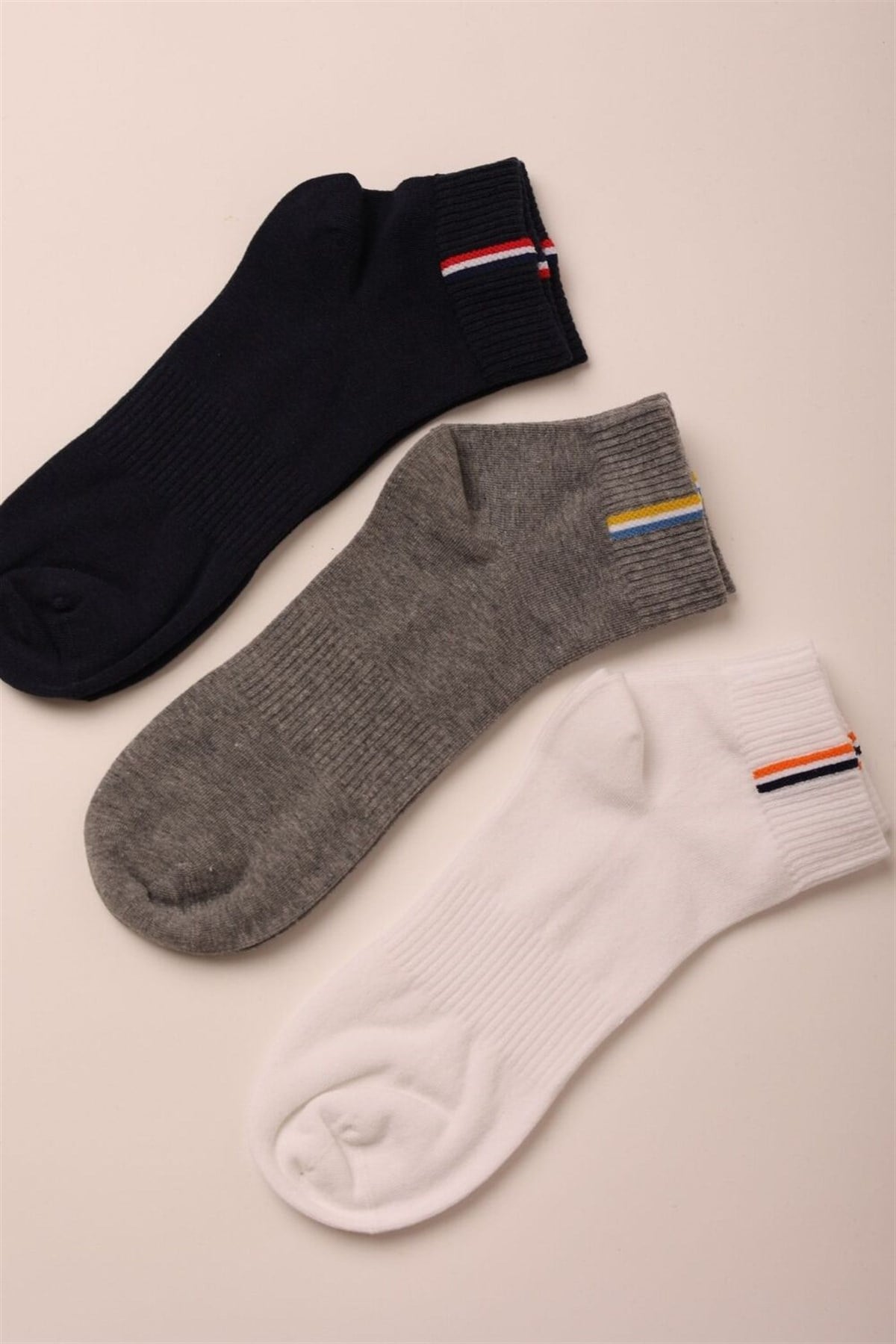 3PCK COTTON MEN STEP SOCKS-Beyaz/Lacivert/GREY