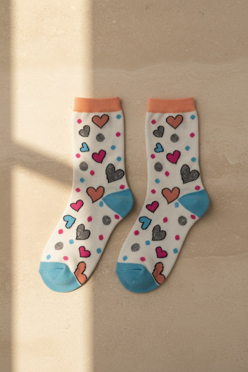 4 lü Paket Lovely Bear Kız Çocuk Soket Çorap Desenli
