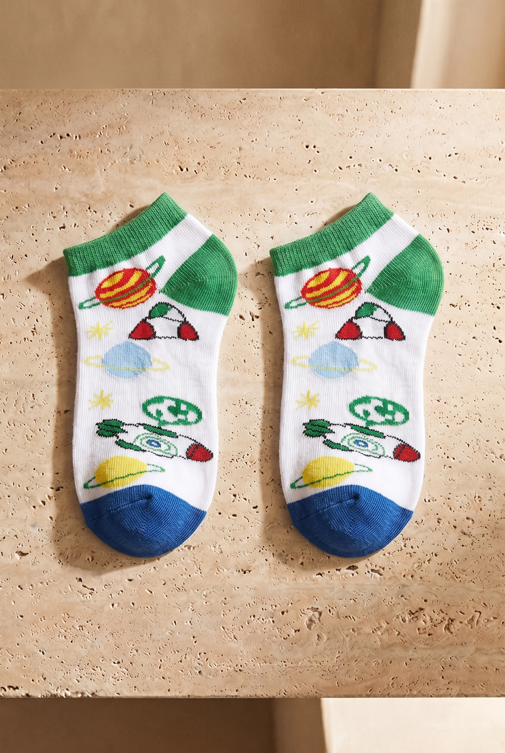 4 lü Paket Space Erkek Çocuk Patik Çorap Desenli