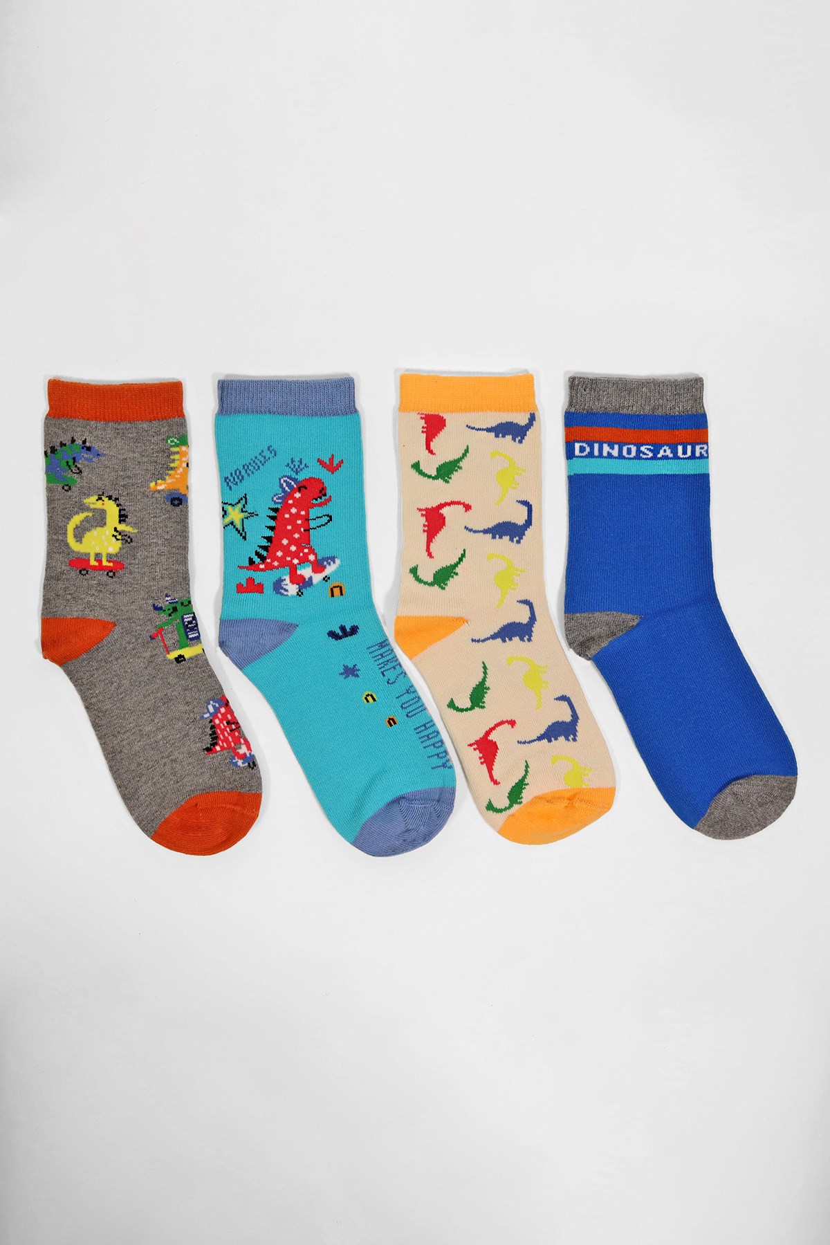 4'lü Paket Dino Erkek Çocuk Soket Çorap Desenli