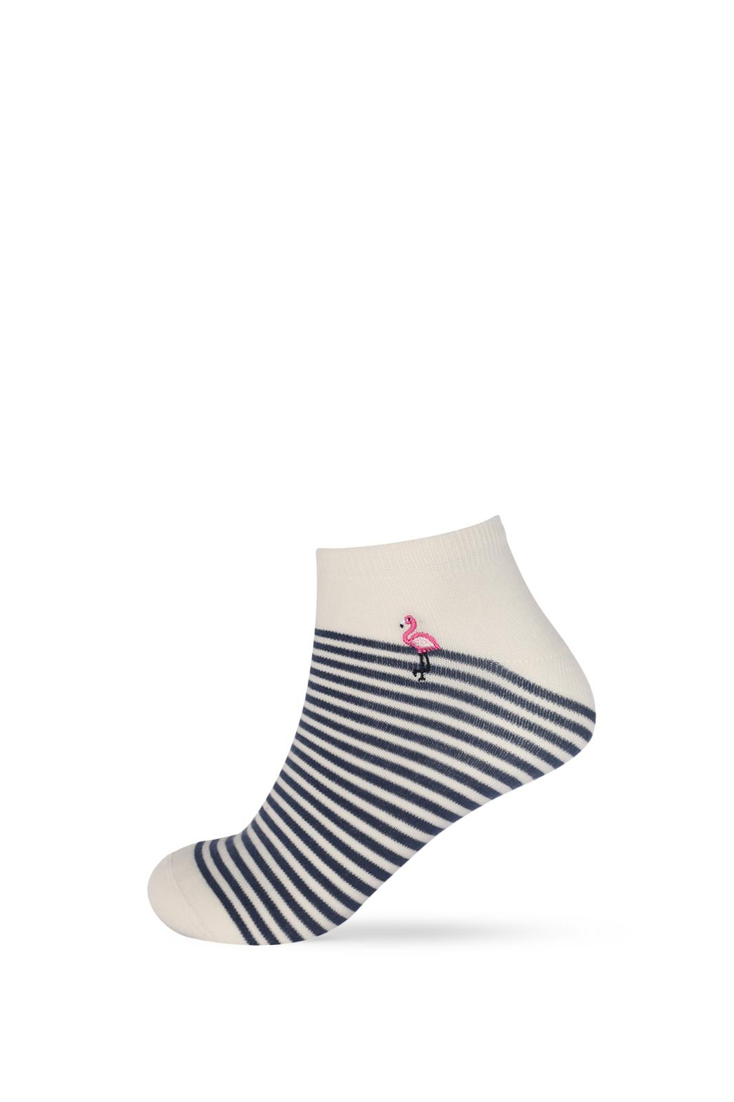 4'lü Paket Kadın Flamingo Desenli Step Çorap
