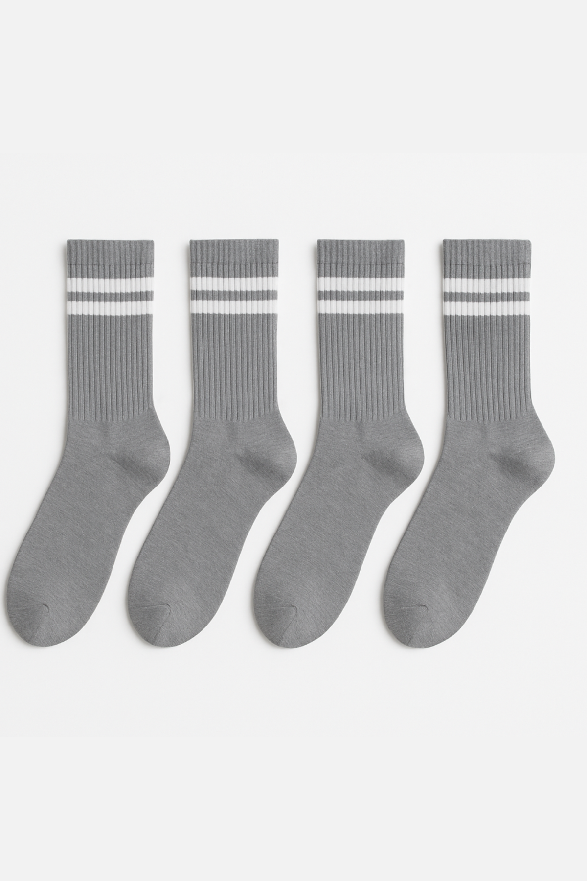 4-Piece Pack Striped Ankle Socks Gray