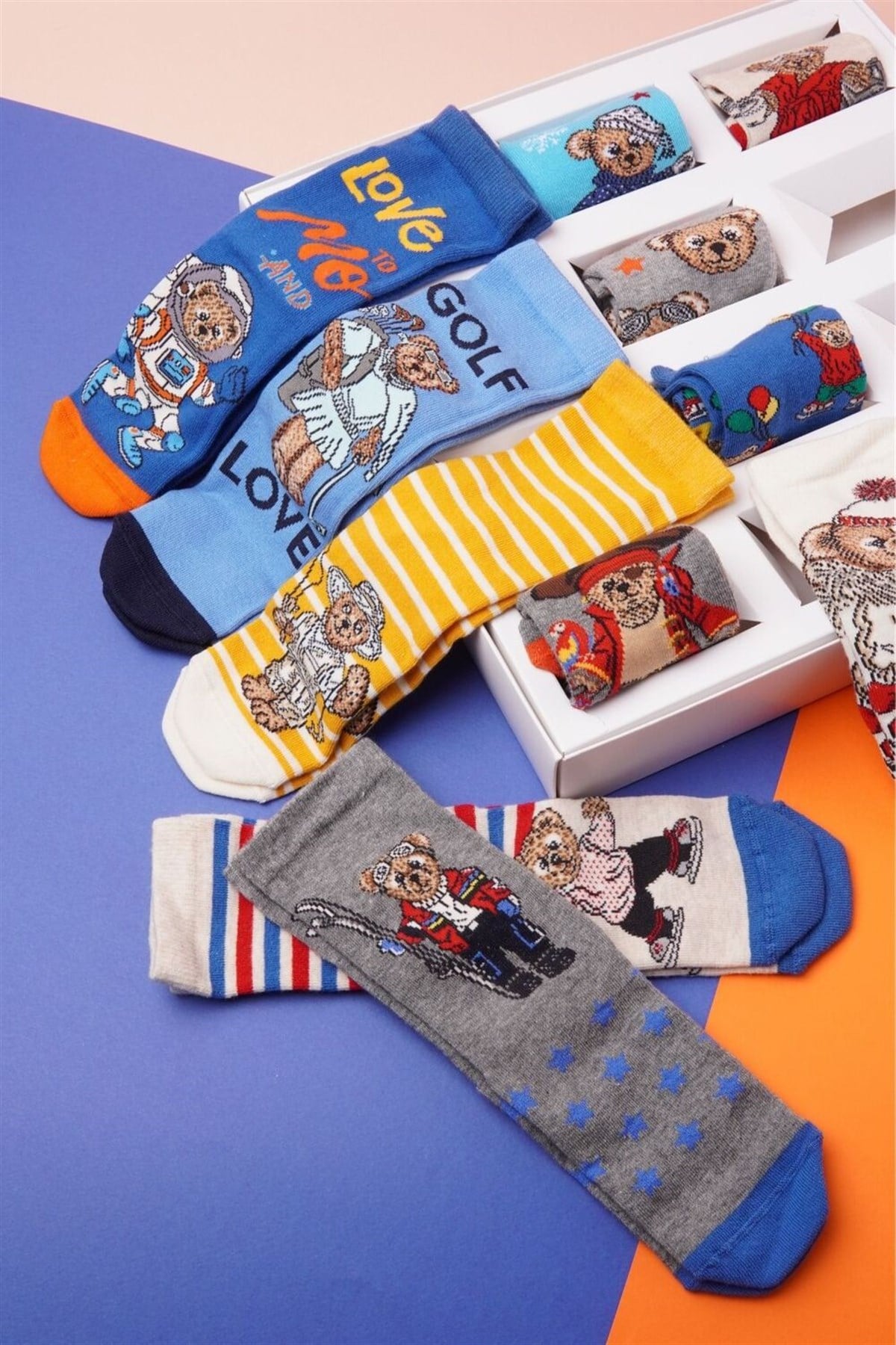 4'Lü Paket Unicorn Kız Çocuk Step Çorap-Desenli