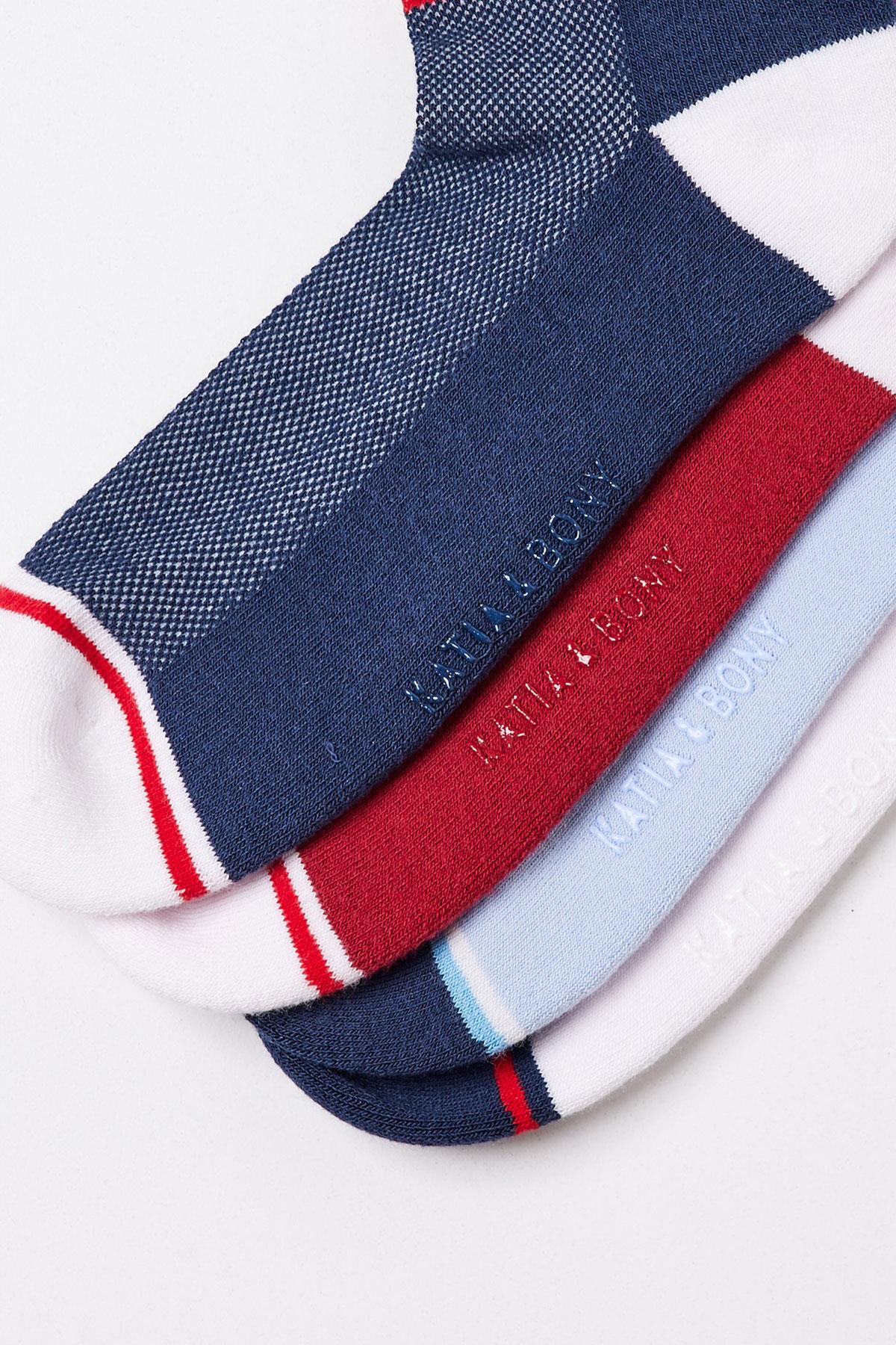 4'lü Pamuklu  Erkek Step Çorap Desenli