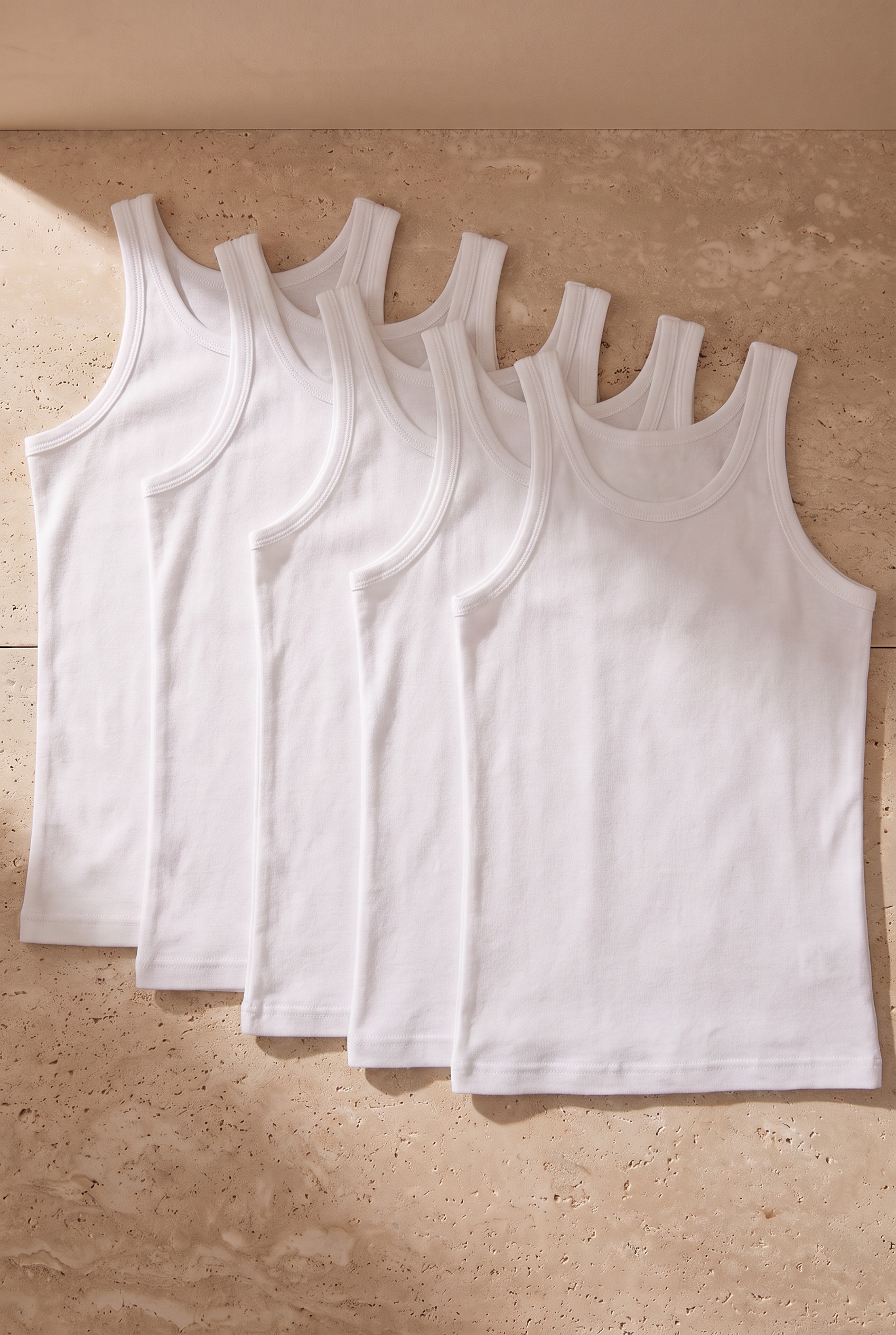 5'li Paket Basic Beyaz Erkek Çocuk Atlet