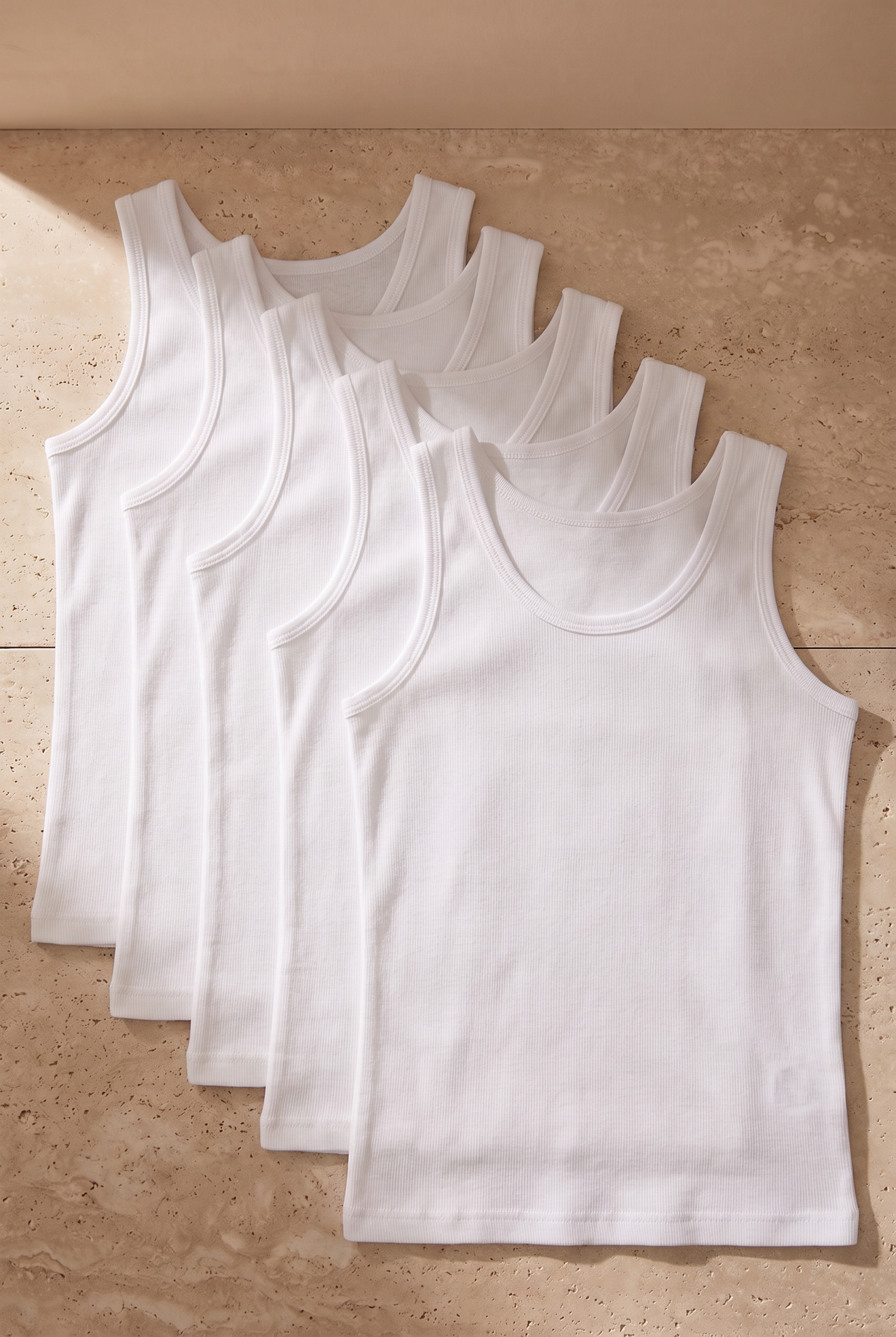 5'li Paket Basic Kalın Askılı Beyaz Kız Çocuk Atlet