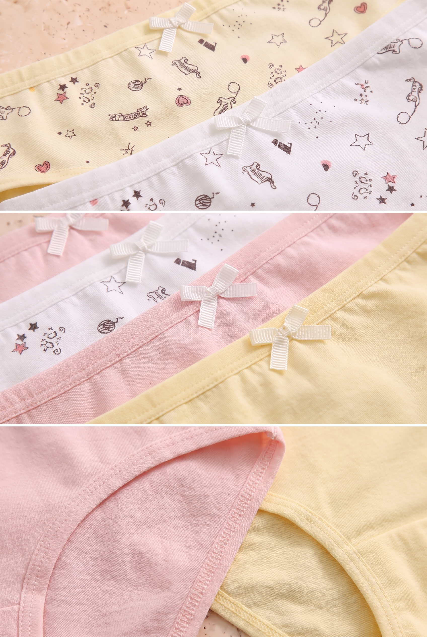 5'li Paket Desenli Kız Çocuk Slip Çok Renkli