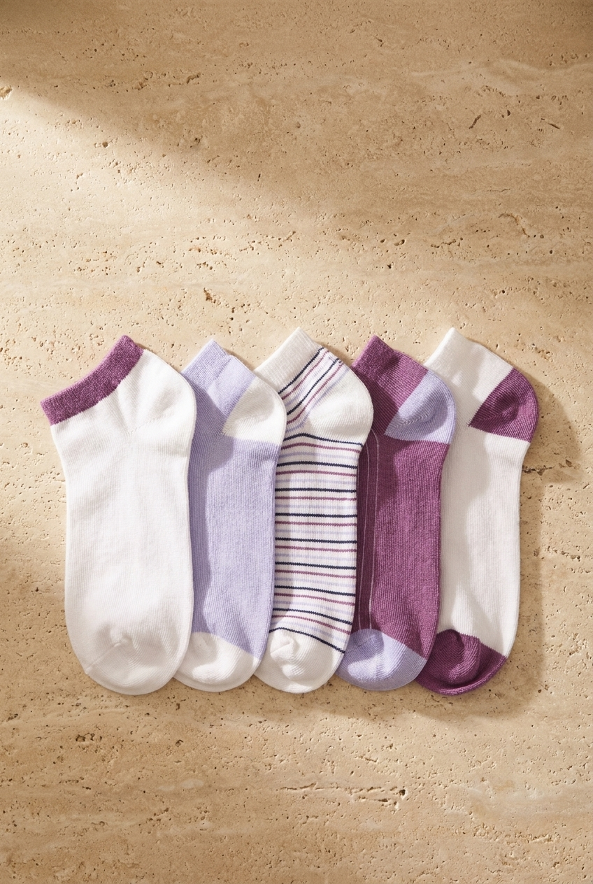 Pack Of 5 Women's Step Socks Lilac