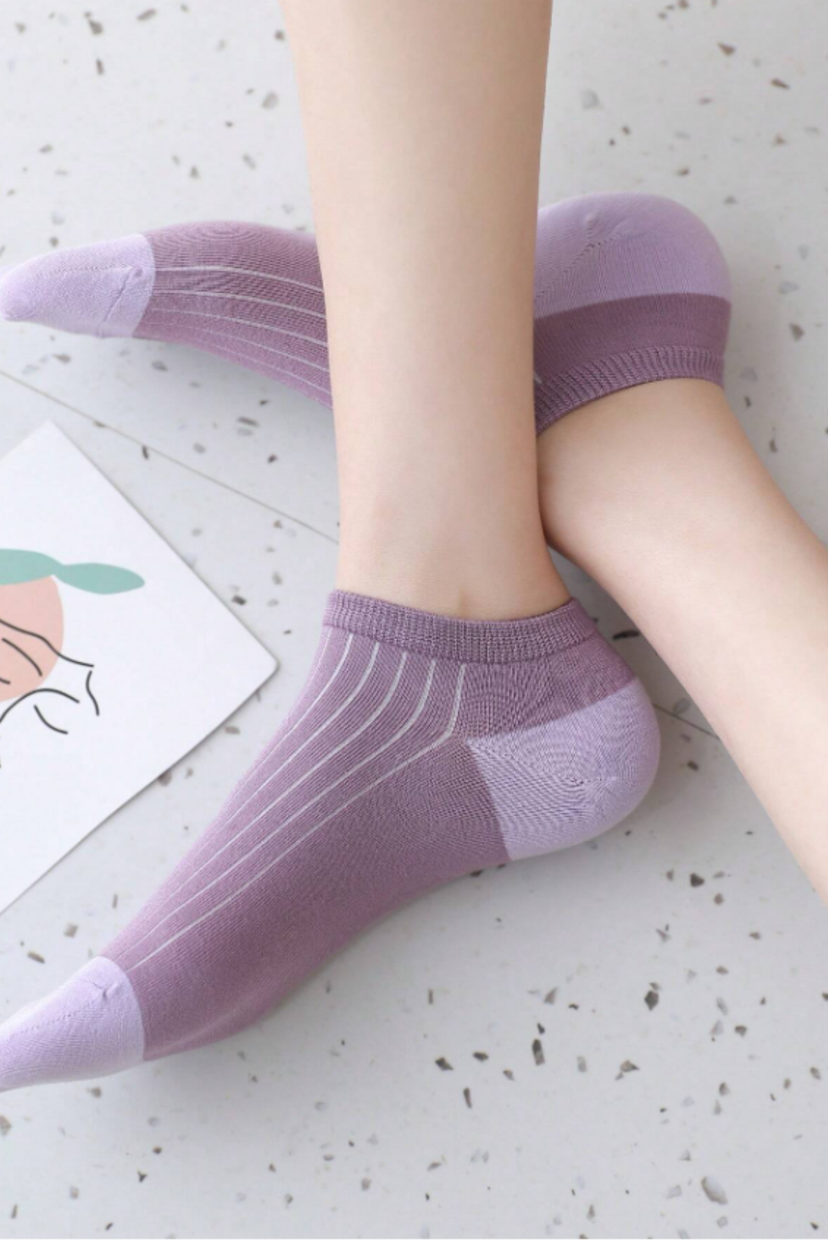 5'li Paket Kadın Step Çorap LİLA RENKLİ