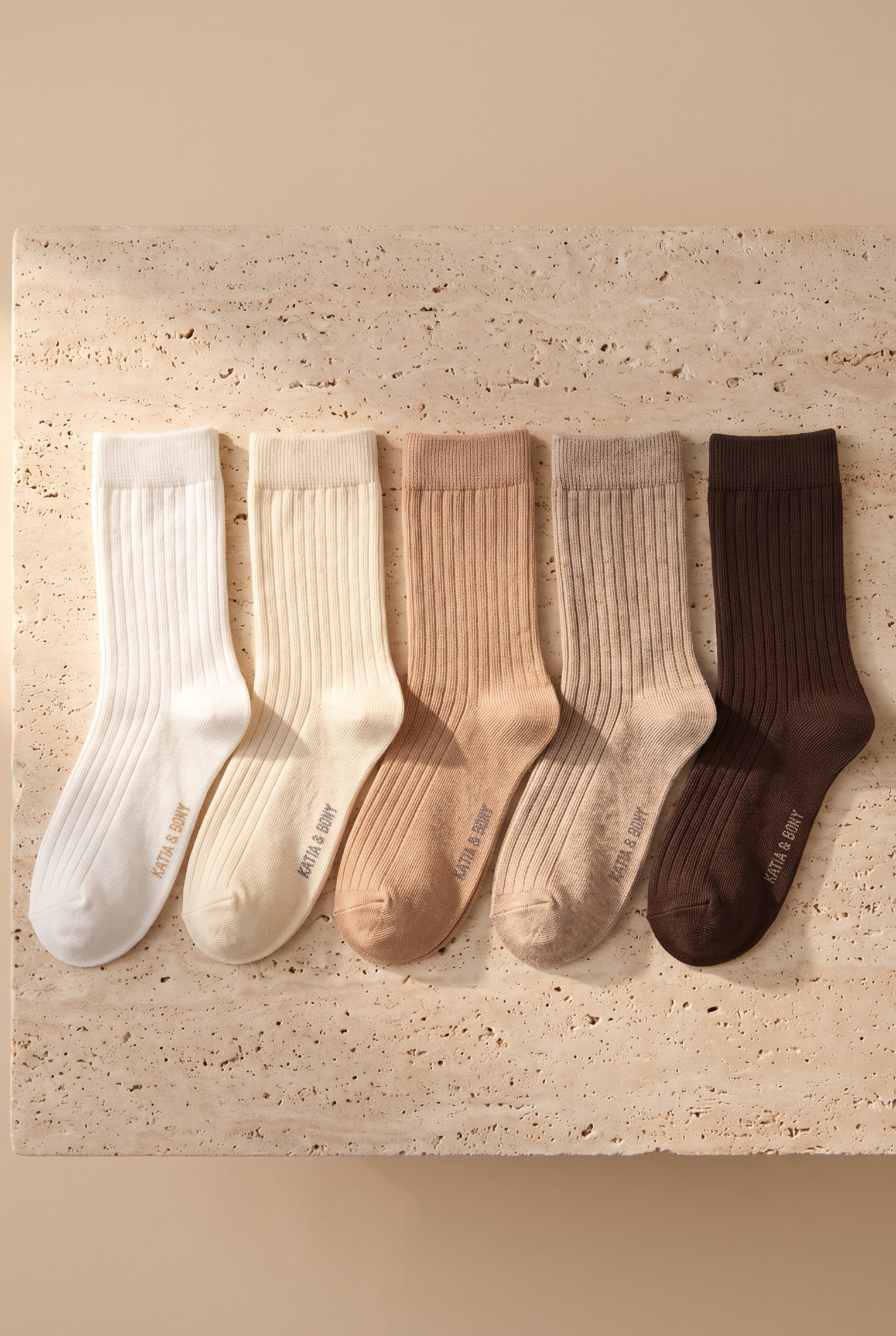 5'li Paket Unisex Soket Çorap Kahverengi Karışık