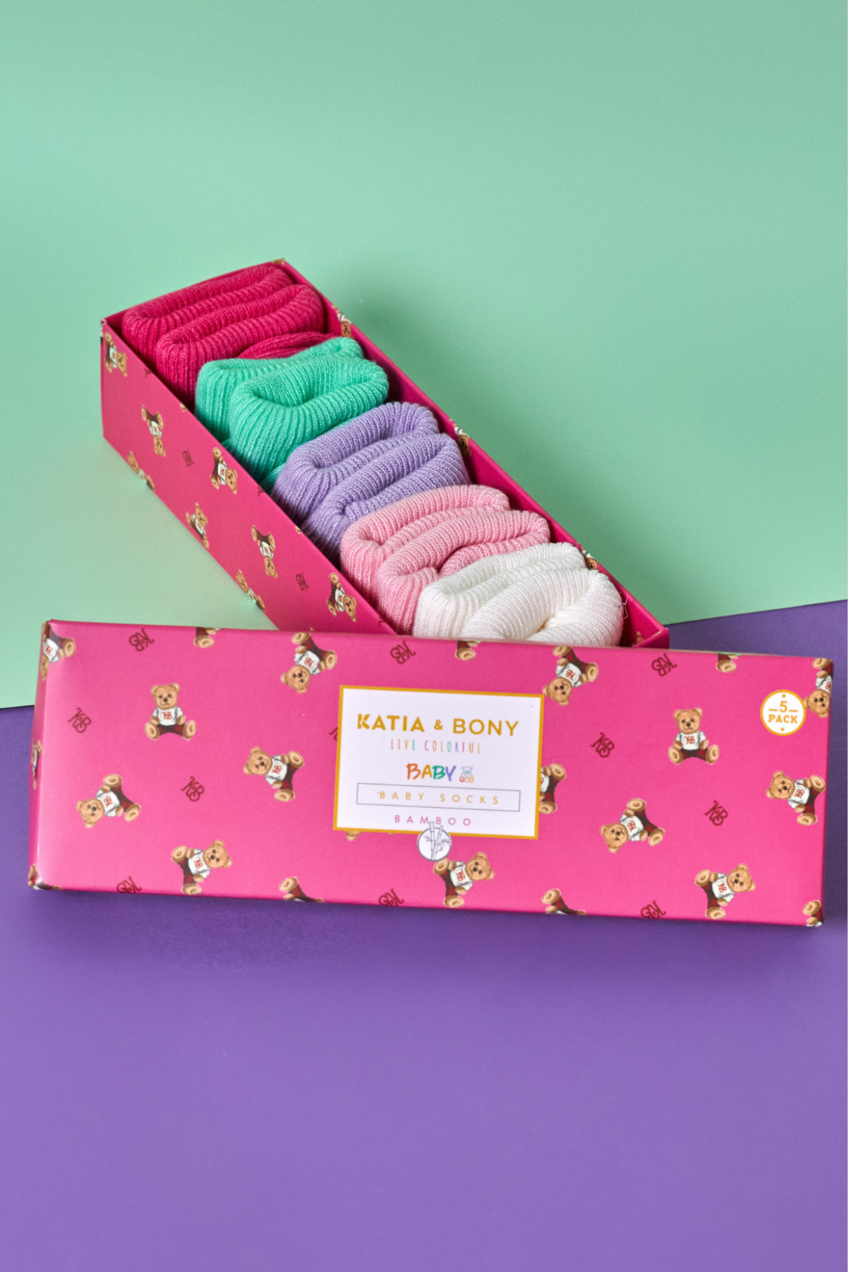 5'li Paket Yenidoğan Bamboo Bebek Çorap Renkli