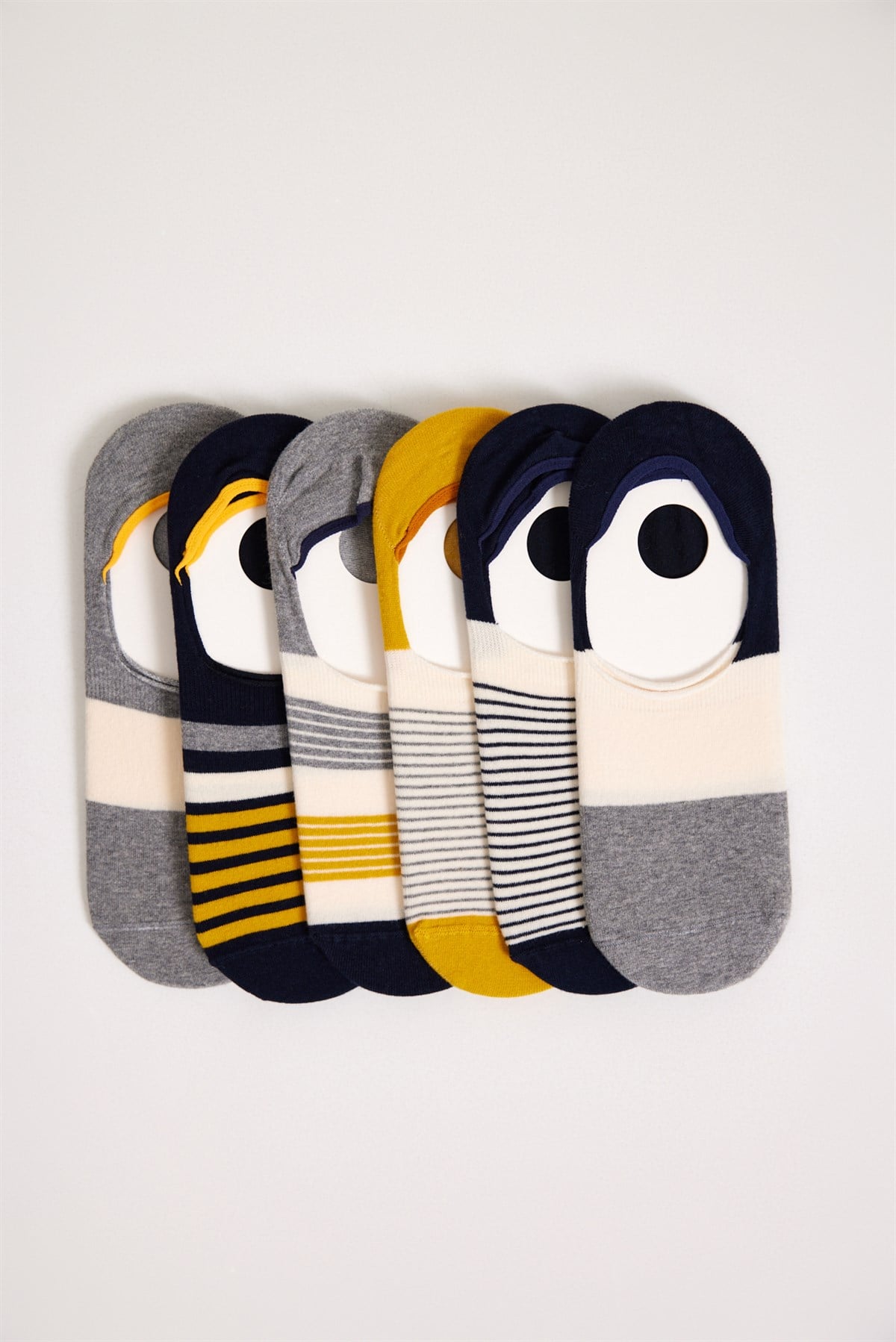 6'lı Paket Stripe Erkek Görünmez Çorap Desenli