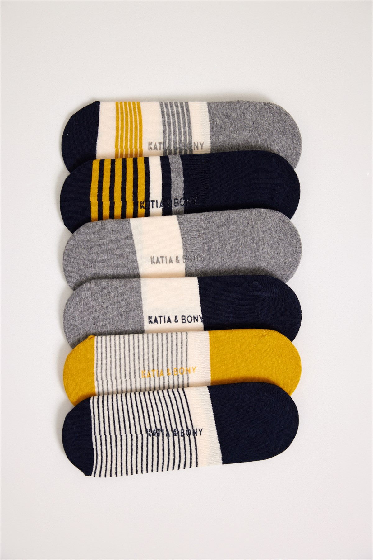 6'lı Paket Stripe Erkek Görünmez Çorap Desenli