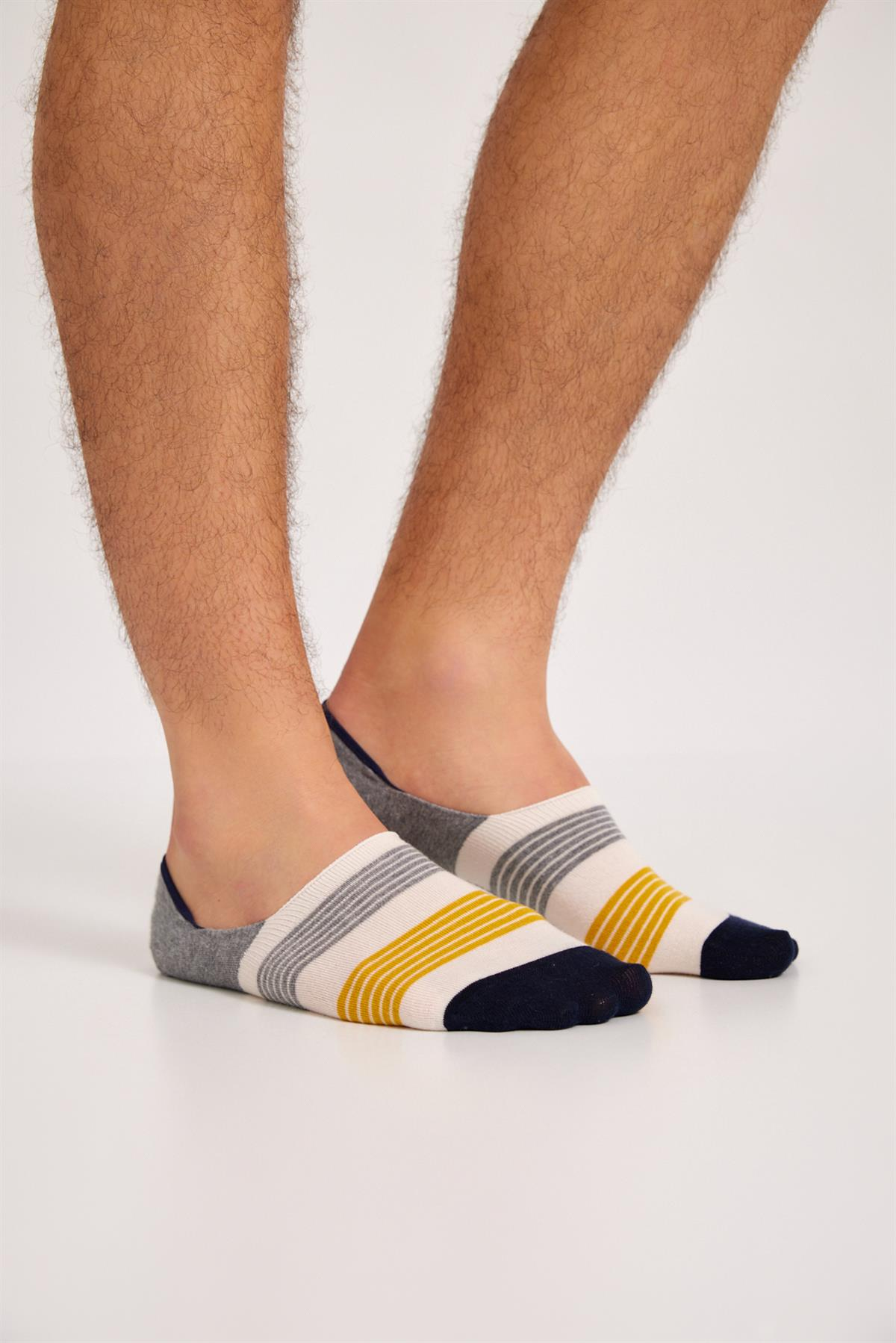 6'lı Paket Stripe Erkek Görünmez Çorap Desenli