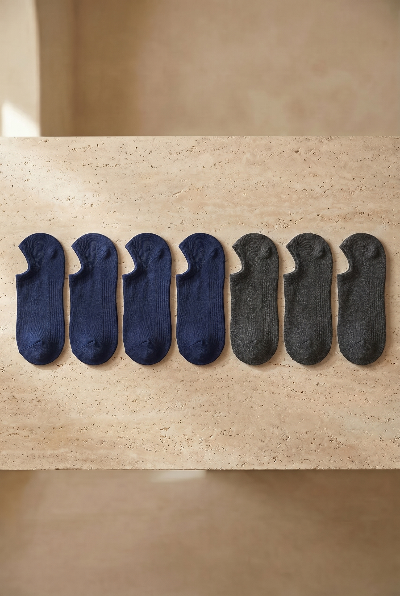 7 li Paket Sneakers Patik Çorap Lacivert / Antrasit