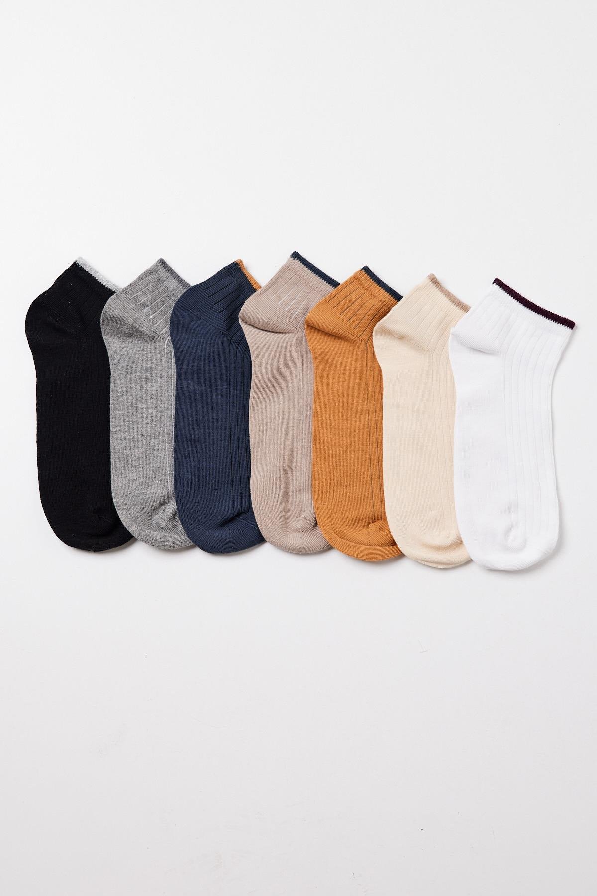 7'li Pamuk Erkek Step Çorap ÇOK RENKLİ