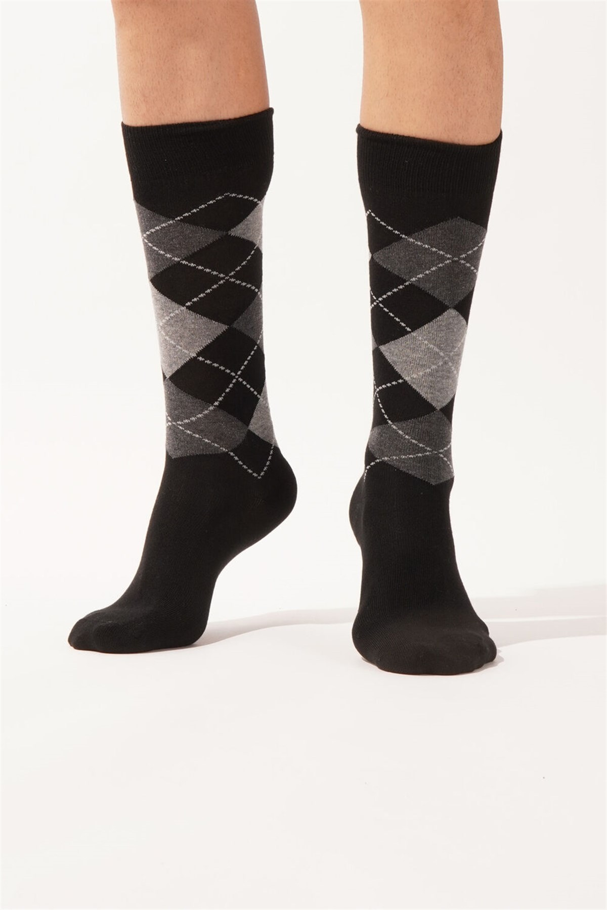 Argyle Erkek Soket Çorap-SİYAH