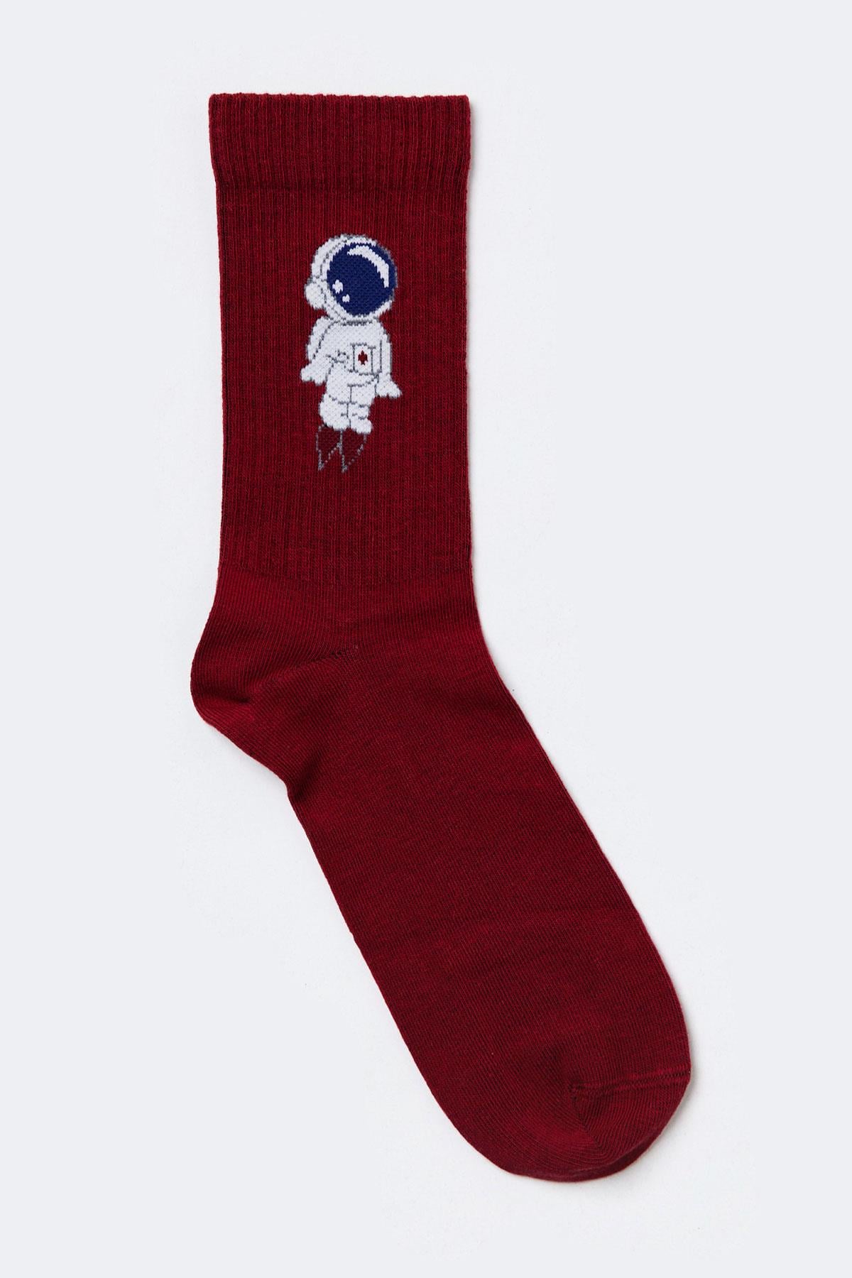 Astronot Soket Çorap Bordo