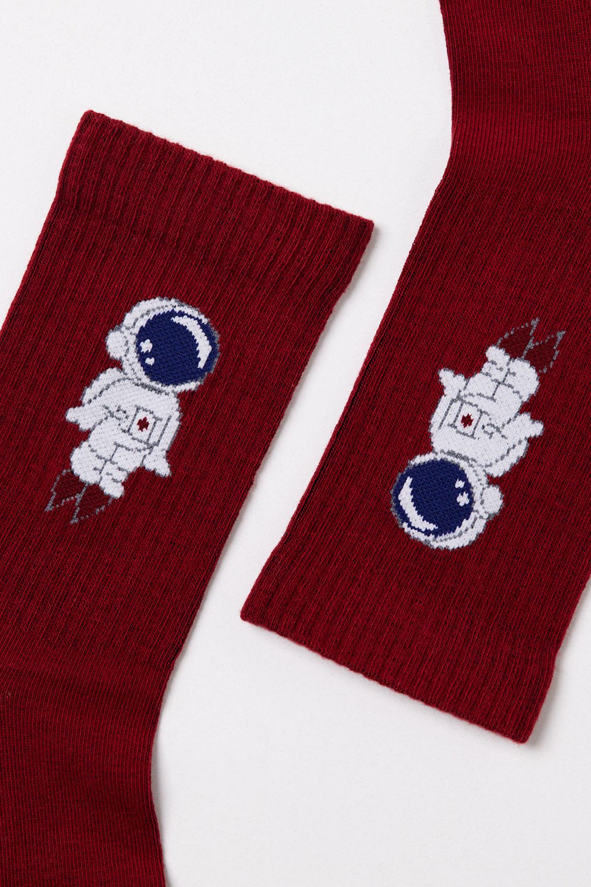 Astronot Soket Çorap Bordo