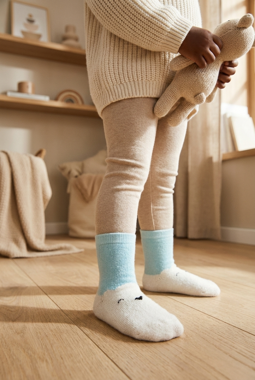 Bear Patterned Baby Sock Blue