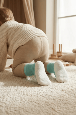 Bear Patterned Baby Sock Blue