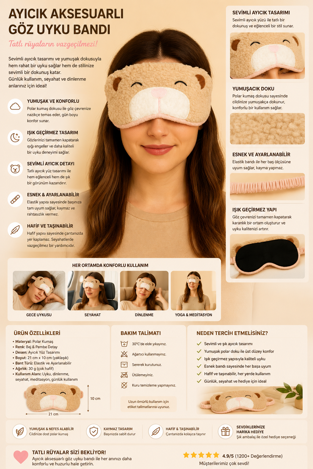 22505G2047 AYICIKLI GÖZ BANDI Desenli