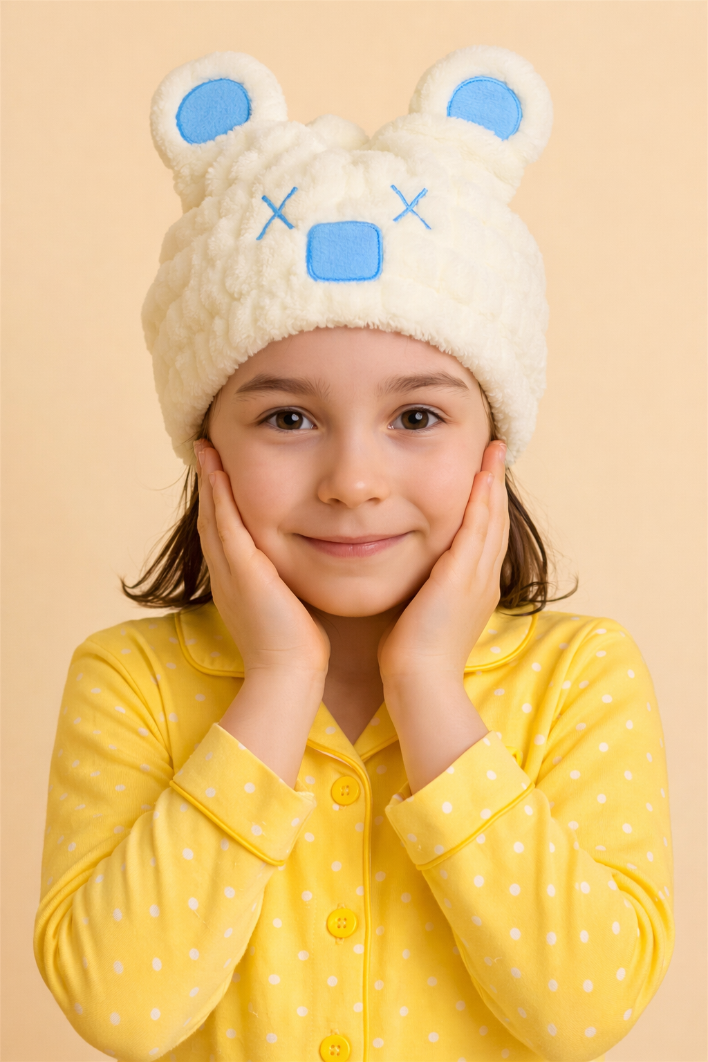 Ayıcık Kulaklı Havlu Bone Mavi