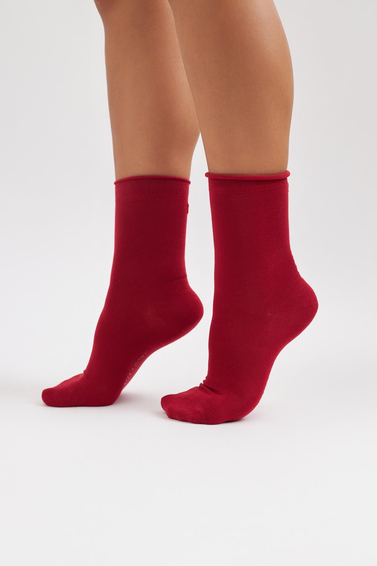 Bambo Lastiksiz Unisex Soket Çorap BORDO