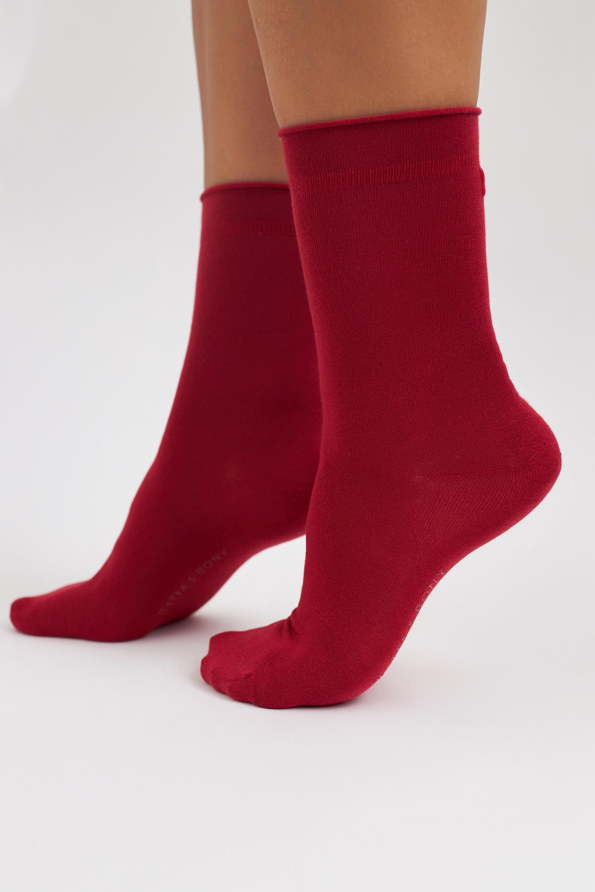 Bambo Lastiksiz Unisex Soket Çorap BORDO
