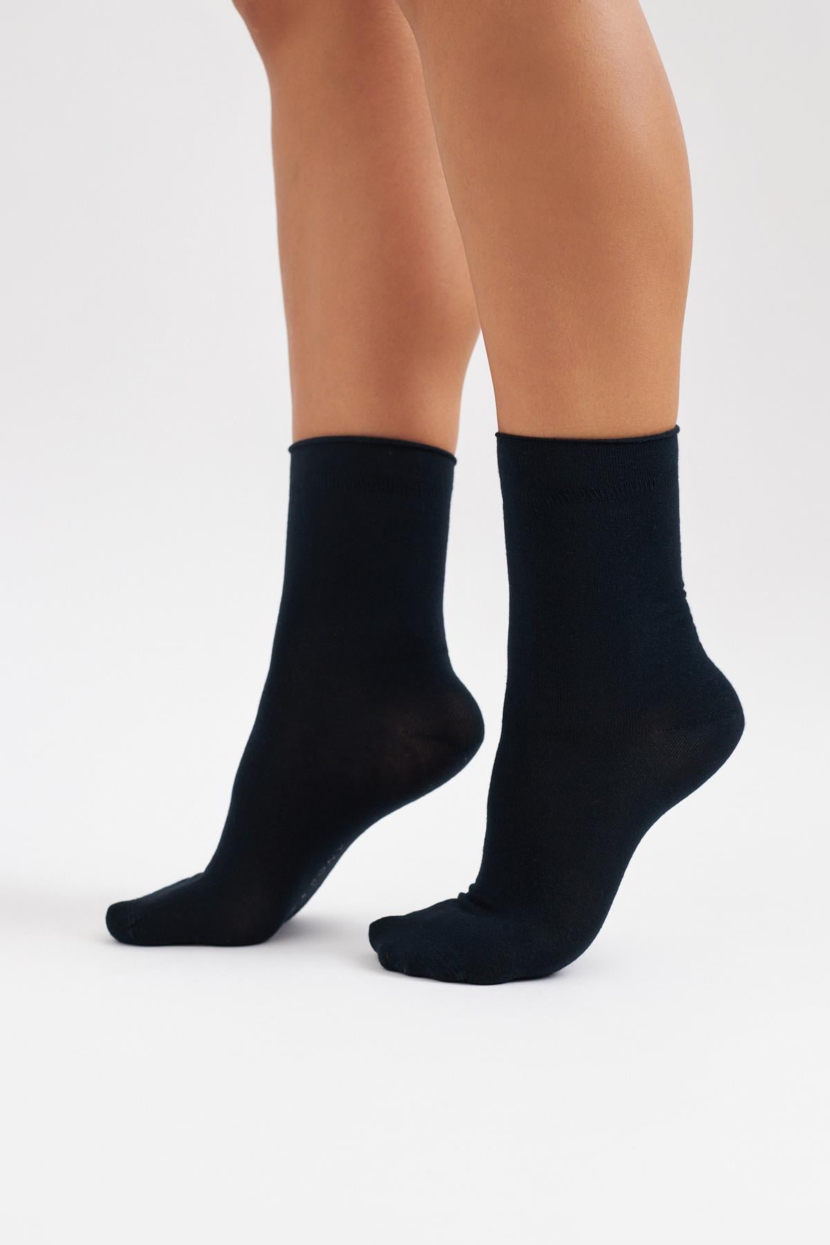 Bambo Lastiksiz Unisex Soket Çorap SİYAH