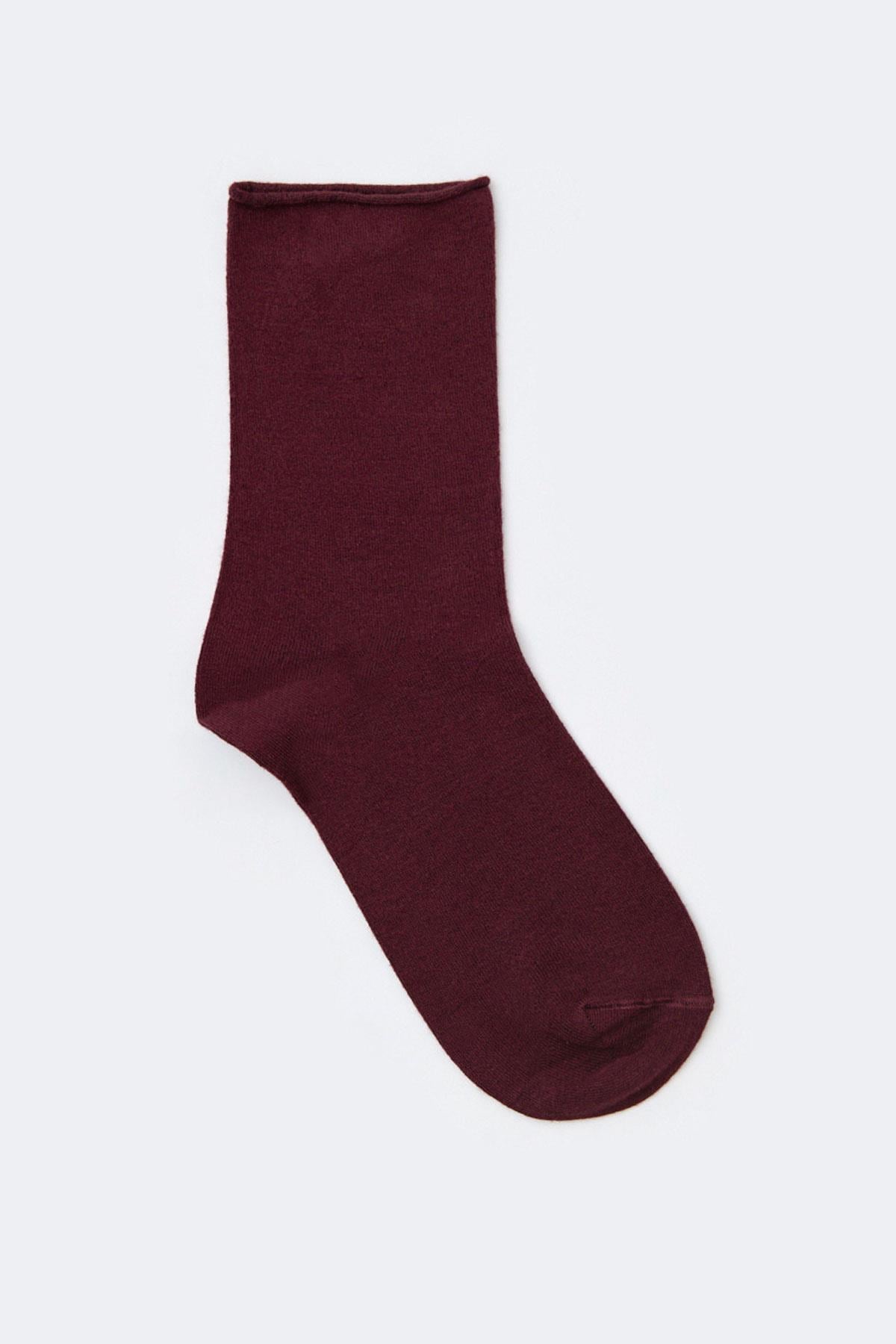 Basic Modal Kadın Soket Çorap BORDO