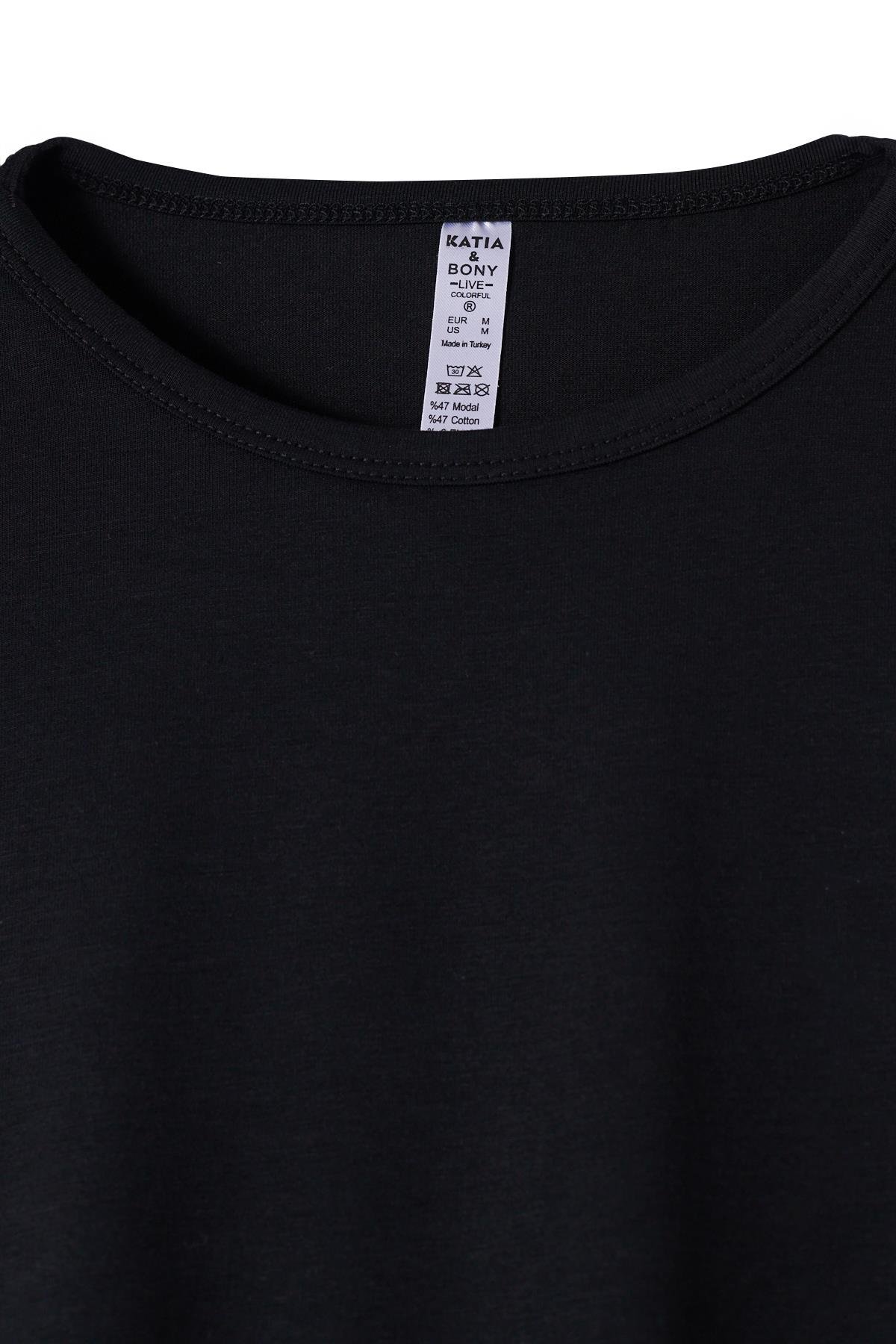 Basic Modal O  Yaka Erkek Tshirt SİYAH