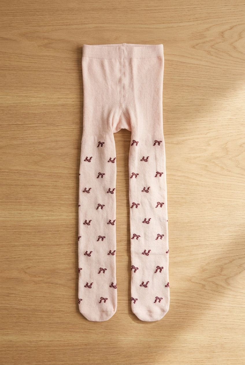 2 Pck Rıbbon Patterned Baby Pantysocks Red