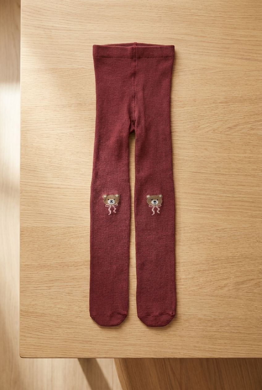 2 Pck Rıbbon Patterned Baby Pantysocks Red