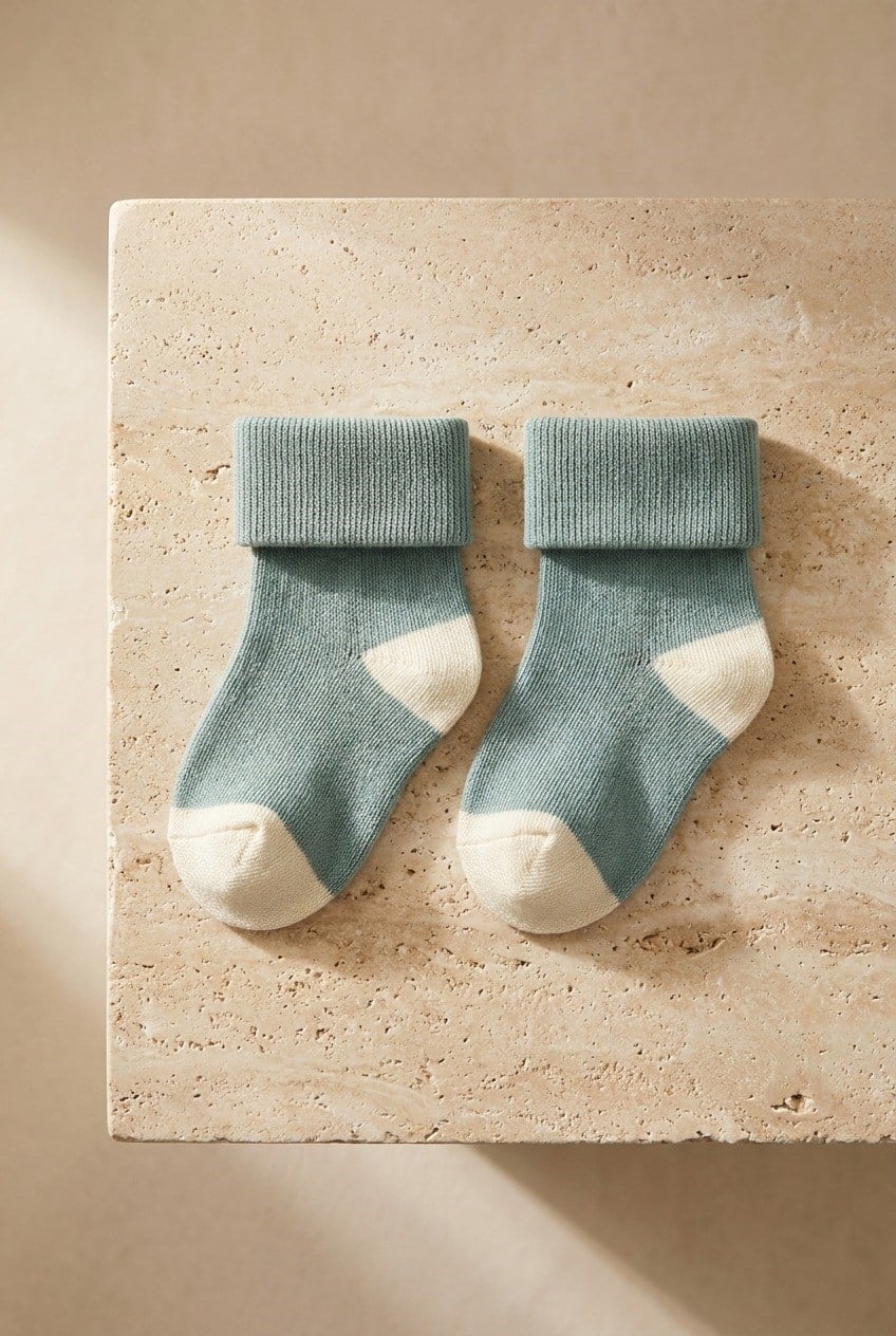 Baby 3-Piece Towel Ankle Socks Mint-Ecru-Green