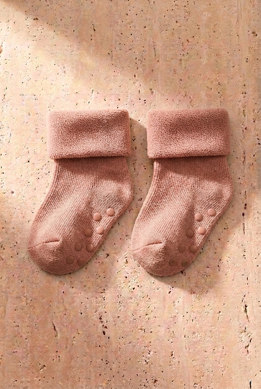 Baby 3-Piece Towel Socket Socks Pink-Red-Burgundy