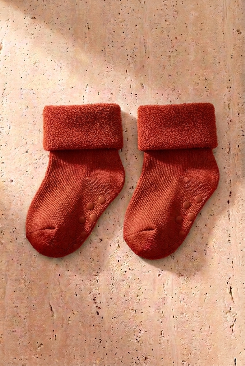 Baby 3-Piece Towel Socket Socks Pink-Red-Burgundy