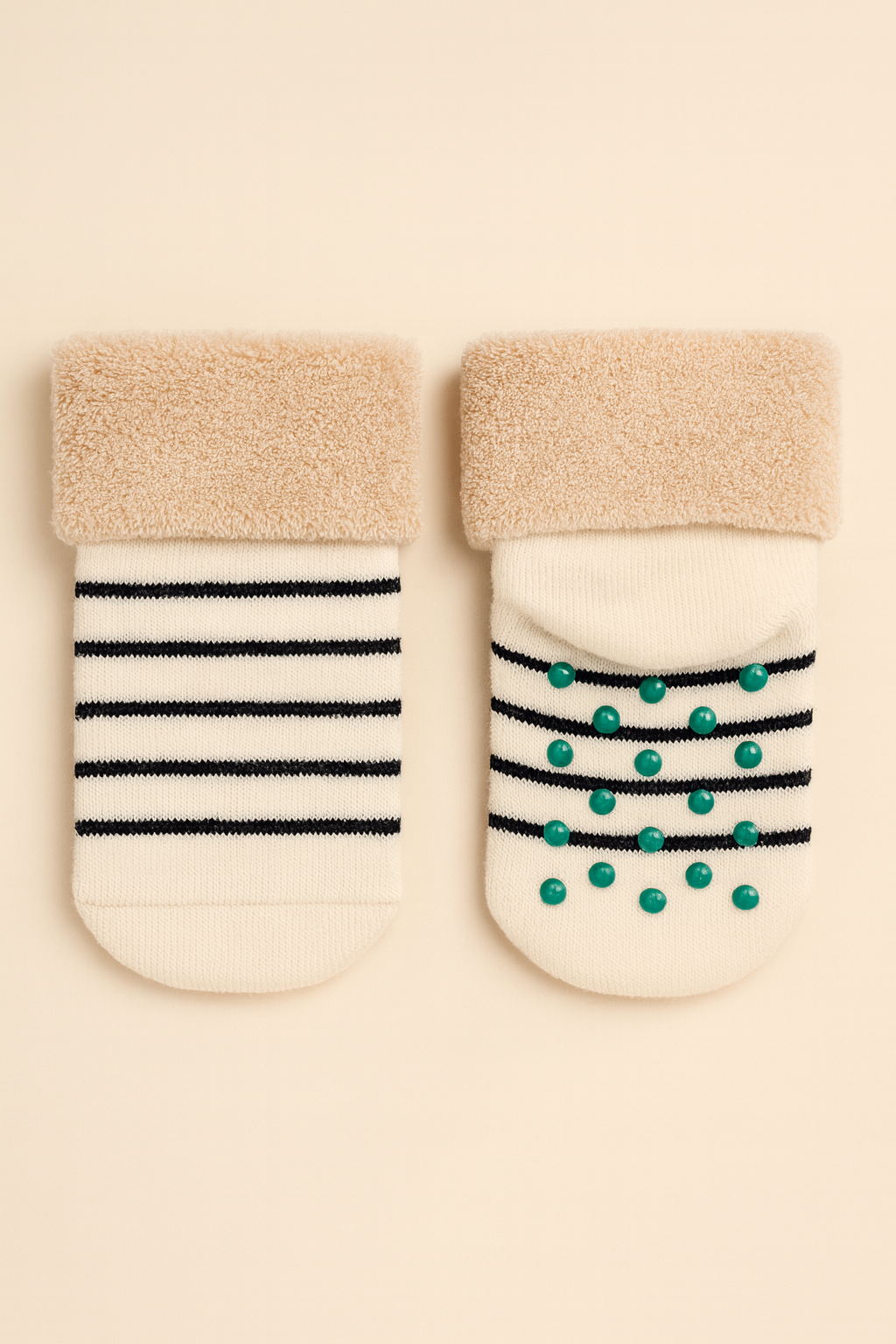 Bebek 3'lü Zebra Desenli Havlu Soket Çorap