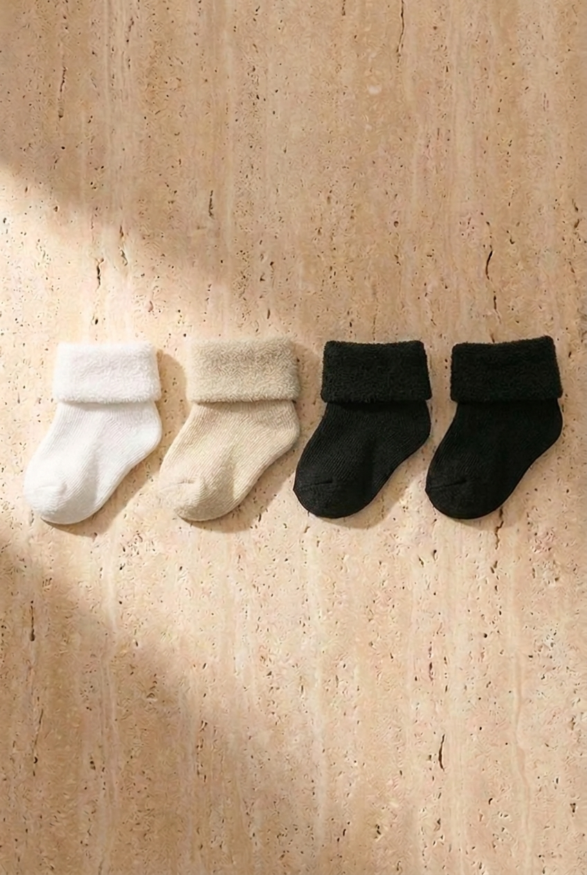 4Pck Baby Towel Socket Socks Multıcolored