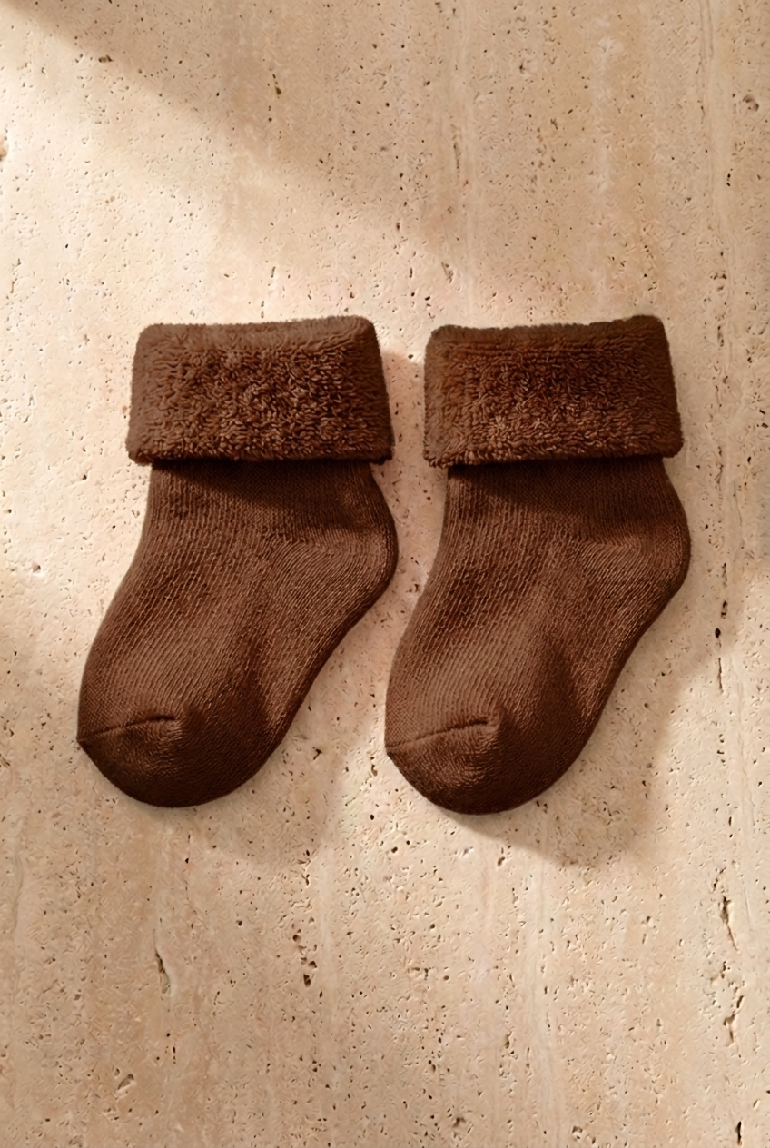 Baby 4-Piece Towel Socks Brown Mix