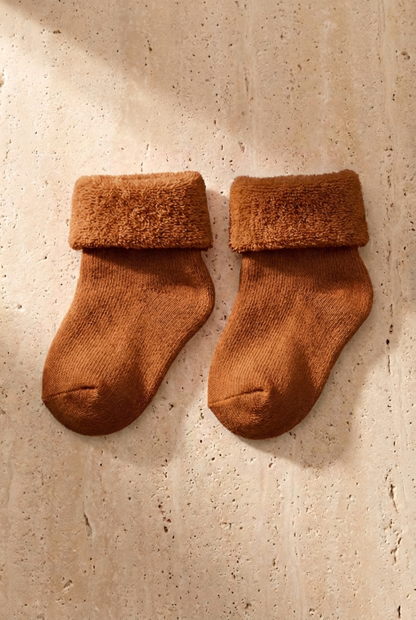 Baby 4-Piece Towel Socks Brown Mix