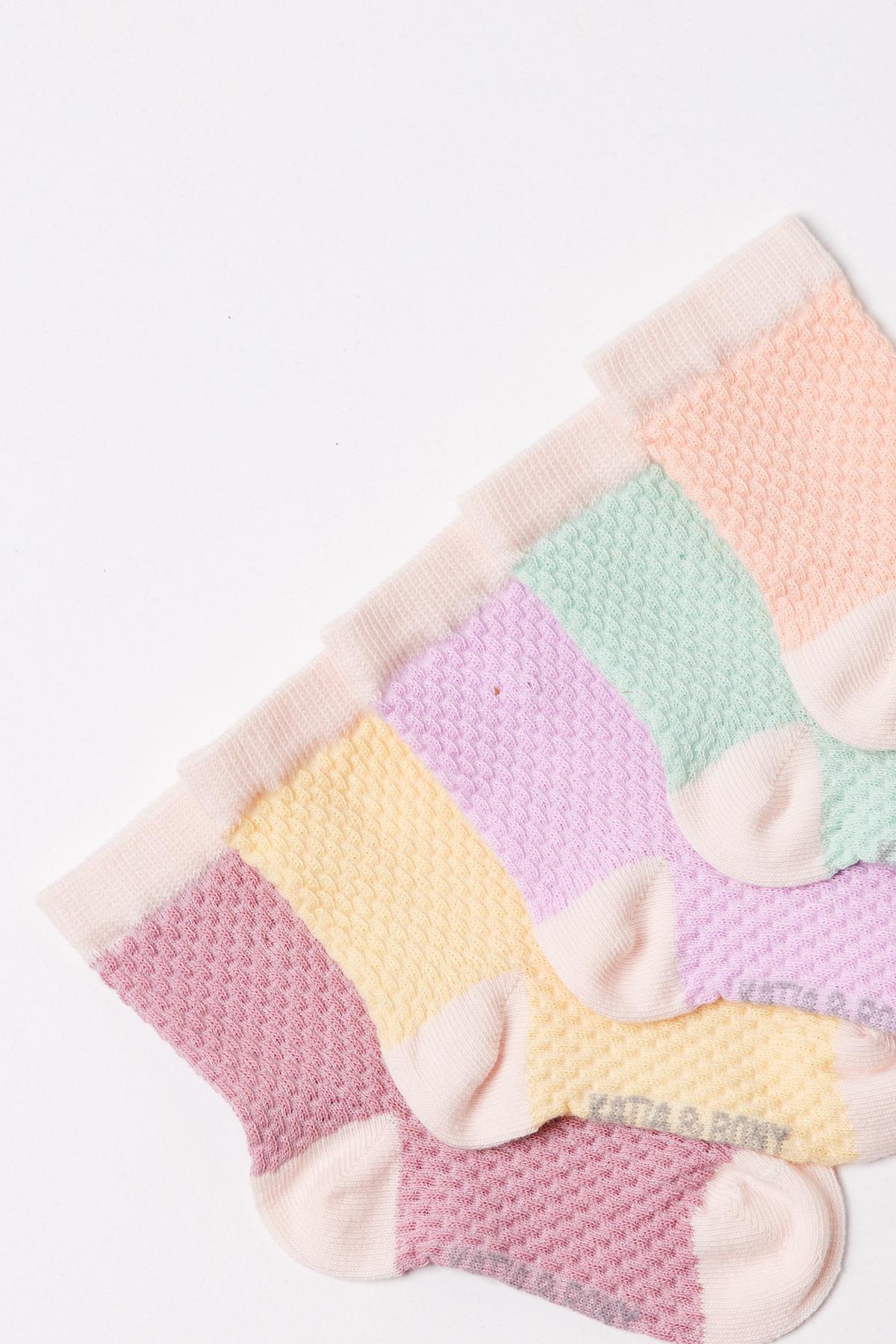 12401G2140 5 PCK BEBEK DESENLİ SOKET ÇORAP ÇOK RENKLİ