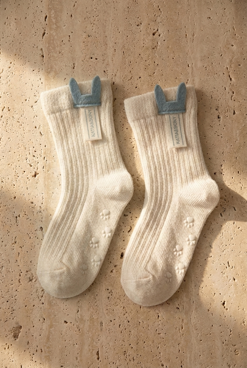 Baby Accessorized 2-Piece Sock - Ecru-Blue