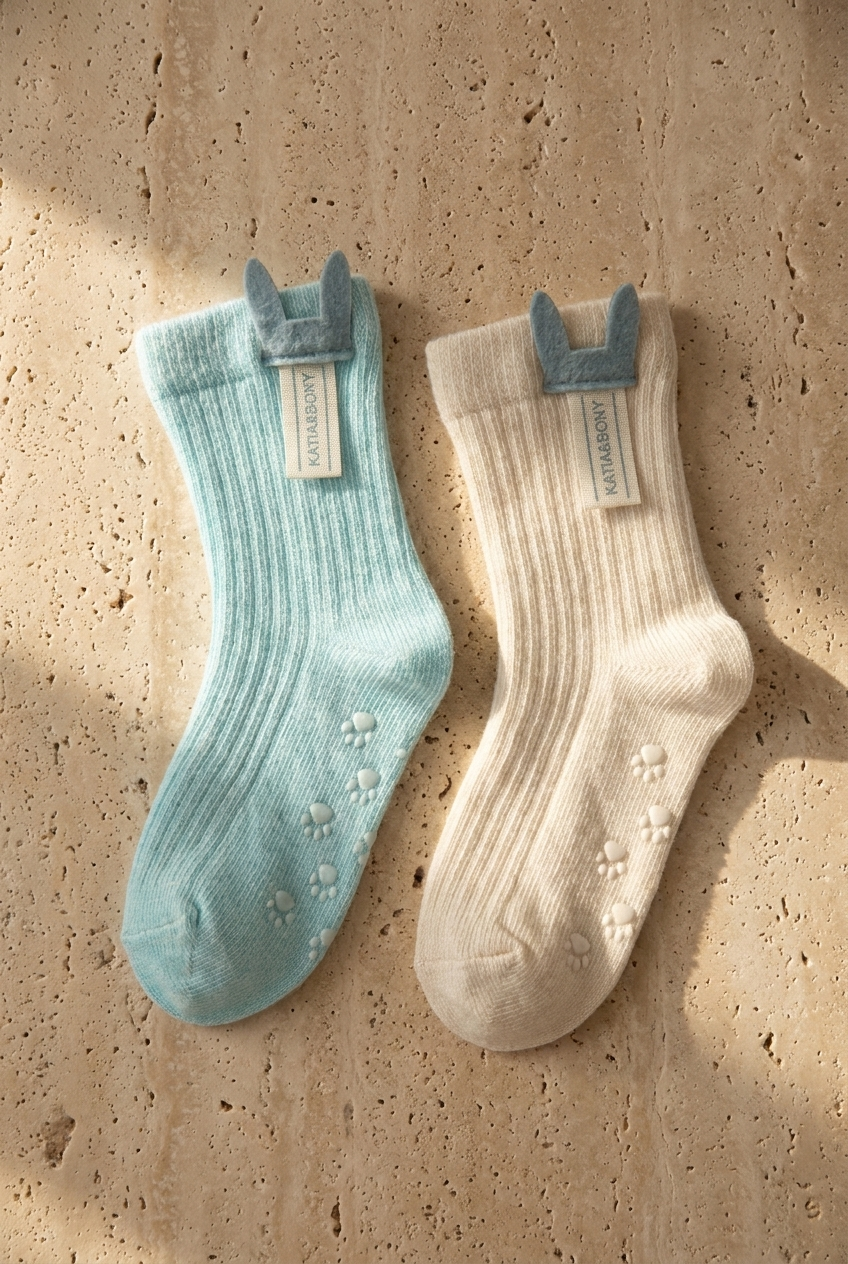 Baby Accessorized 2-Piece Sock - Ecru-Blue