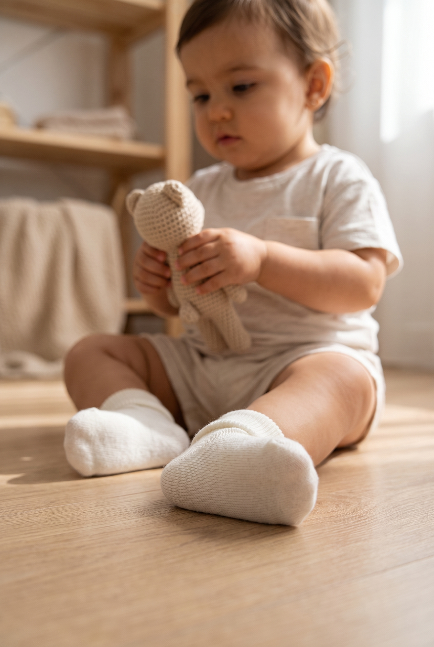 Bebek Bileği Kıvrık Pamuklu Soket Çorap Beyaz