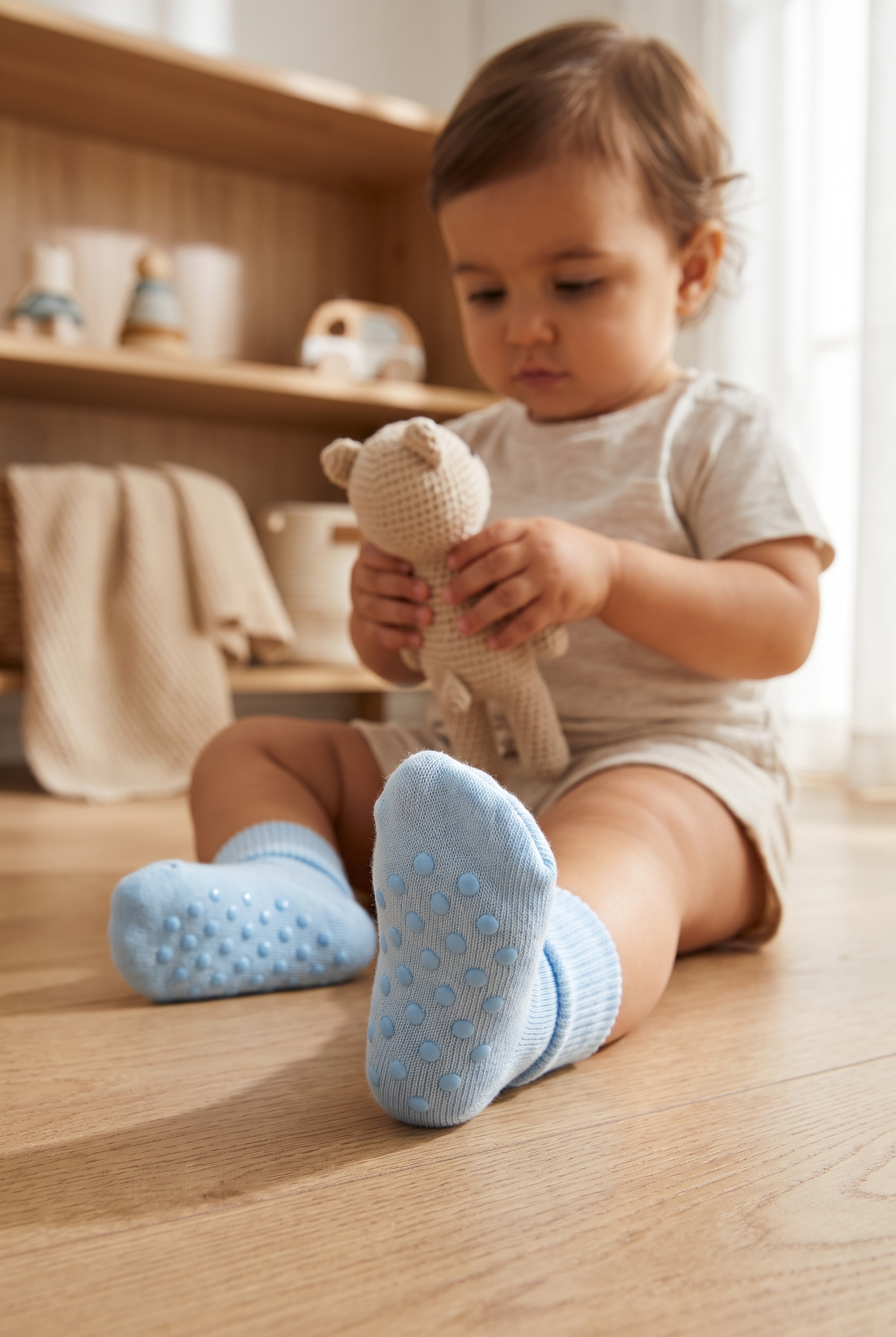 Bebek Bileği Kıvrık Pamuklu Soket Çorap Mavi