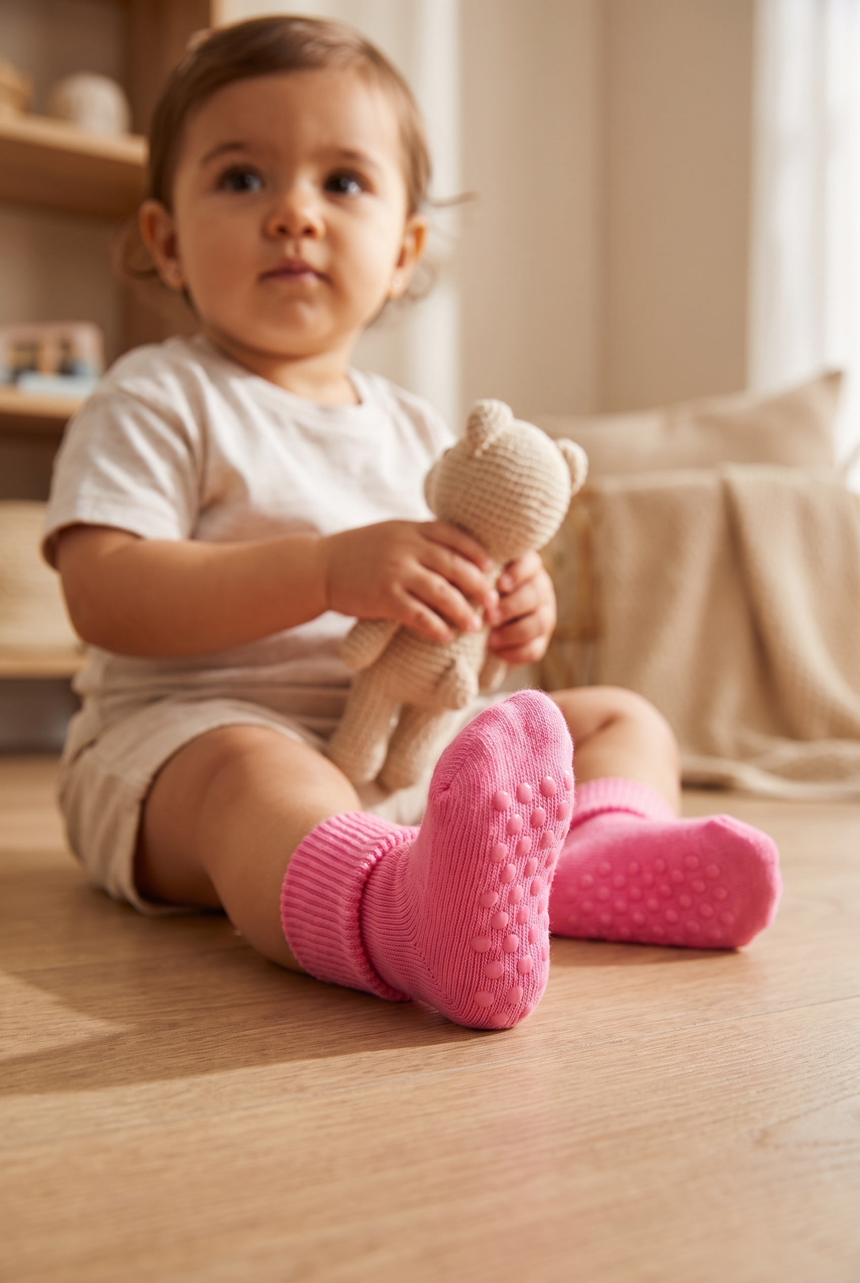 Bebek Bileği Kıvrık Pamuklu Soket Çorap Pembe