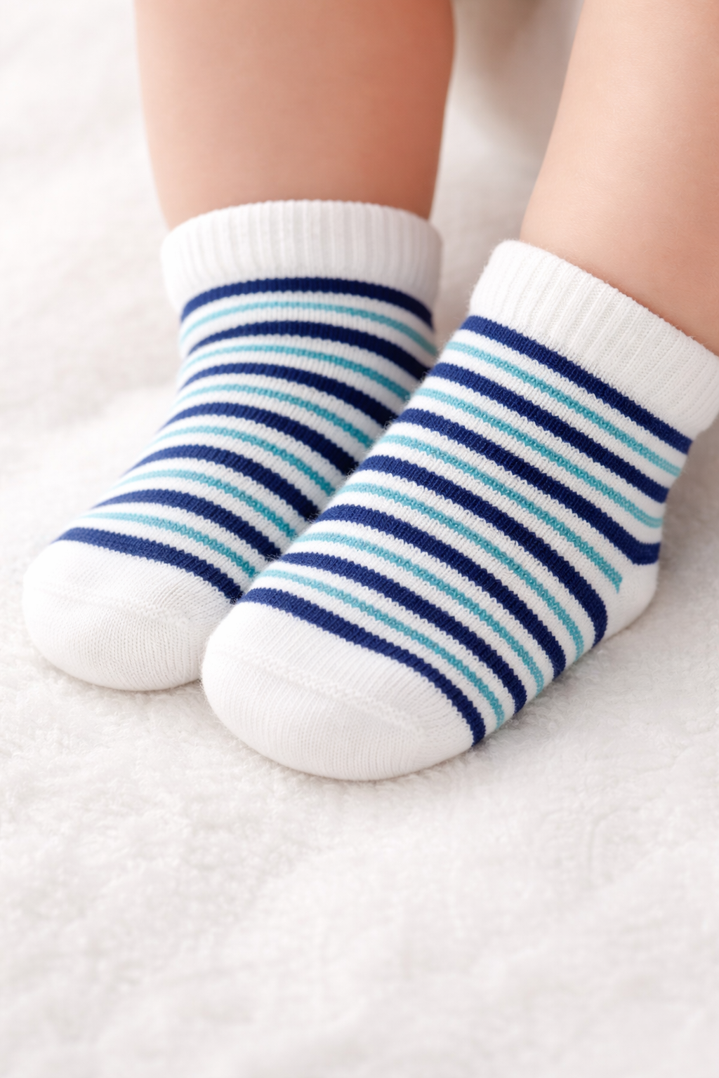 Bebek Çizgili Step Çorap Ekru